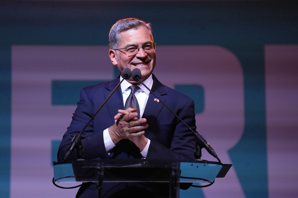 California gubernatorial candidate Xavier Becerra speaks during an election night event Tuesday, June 2, 2026, in Los Angeles.