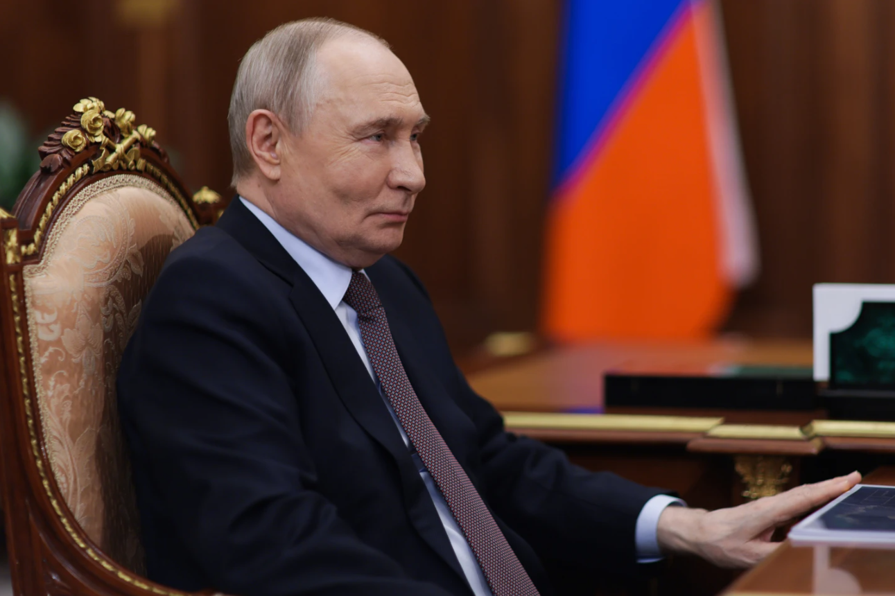 Russian President Vladimir Putin attends a meeting with Nizhny Novgorod Region Governor Gleb Nikitin at the Kremlin, in Moscow, Friday, March 6, 2026.