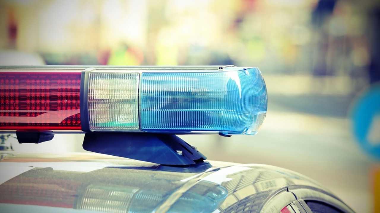 Police lights on a patrol car.