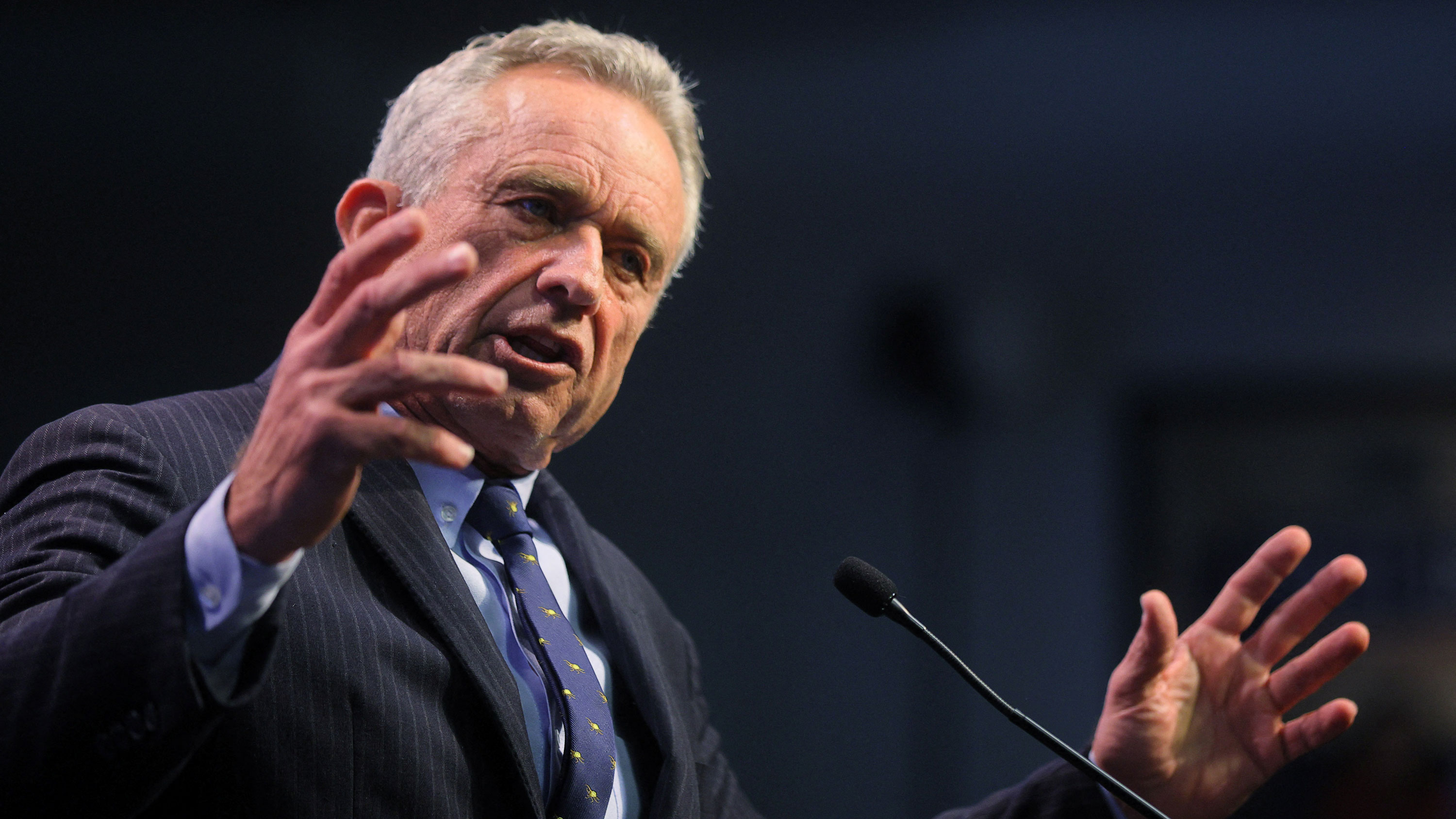 Robert F. Kennedy Jr. speaks at the NH Institute of Politics at St. Anselm College in Manchester