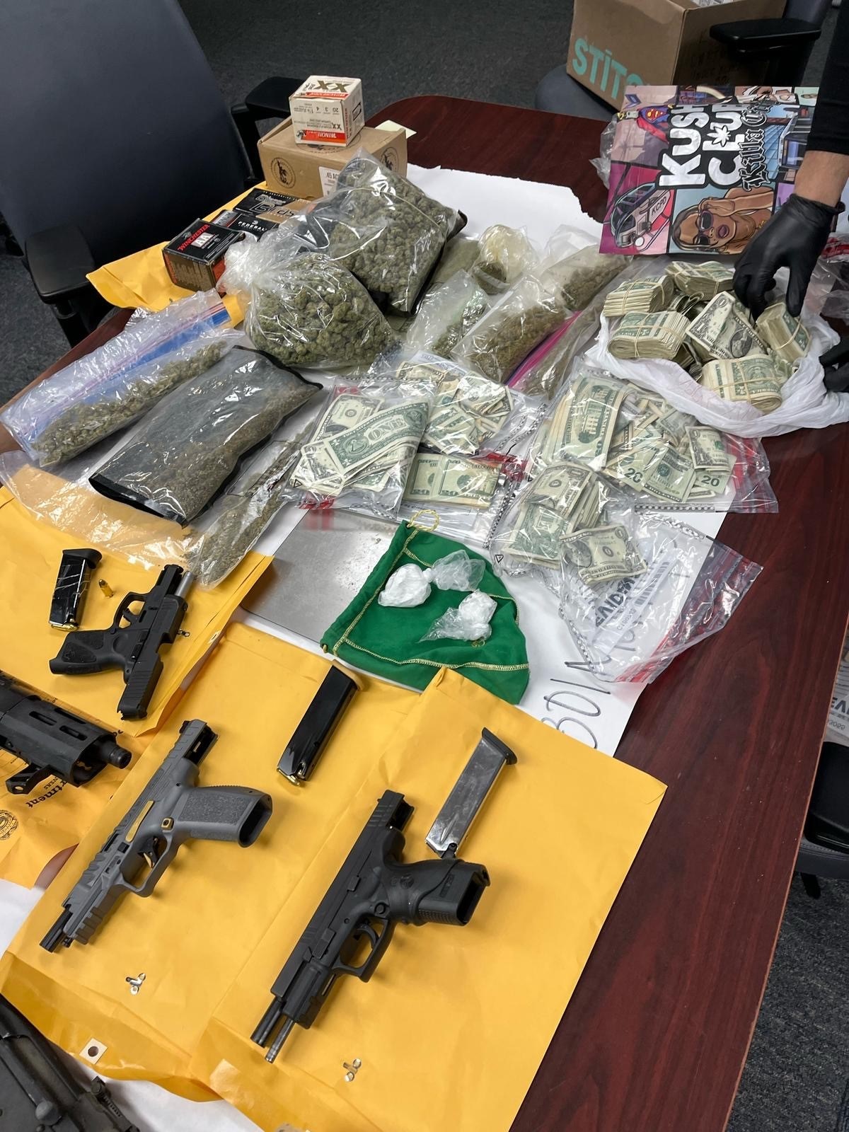 Recent drug bust also nets guns and cash