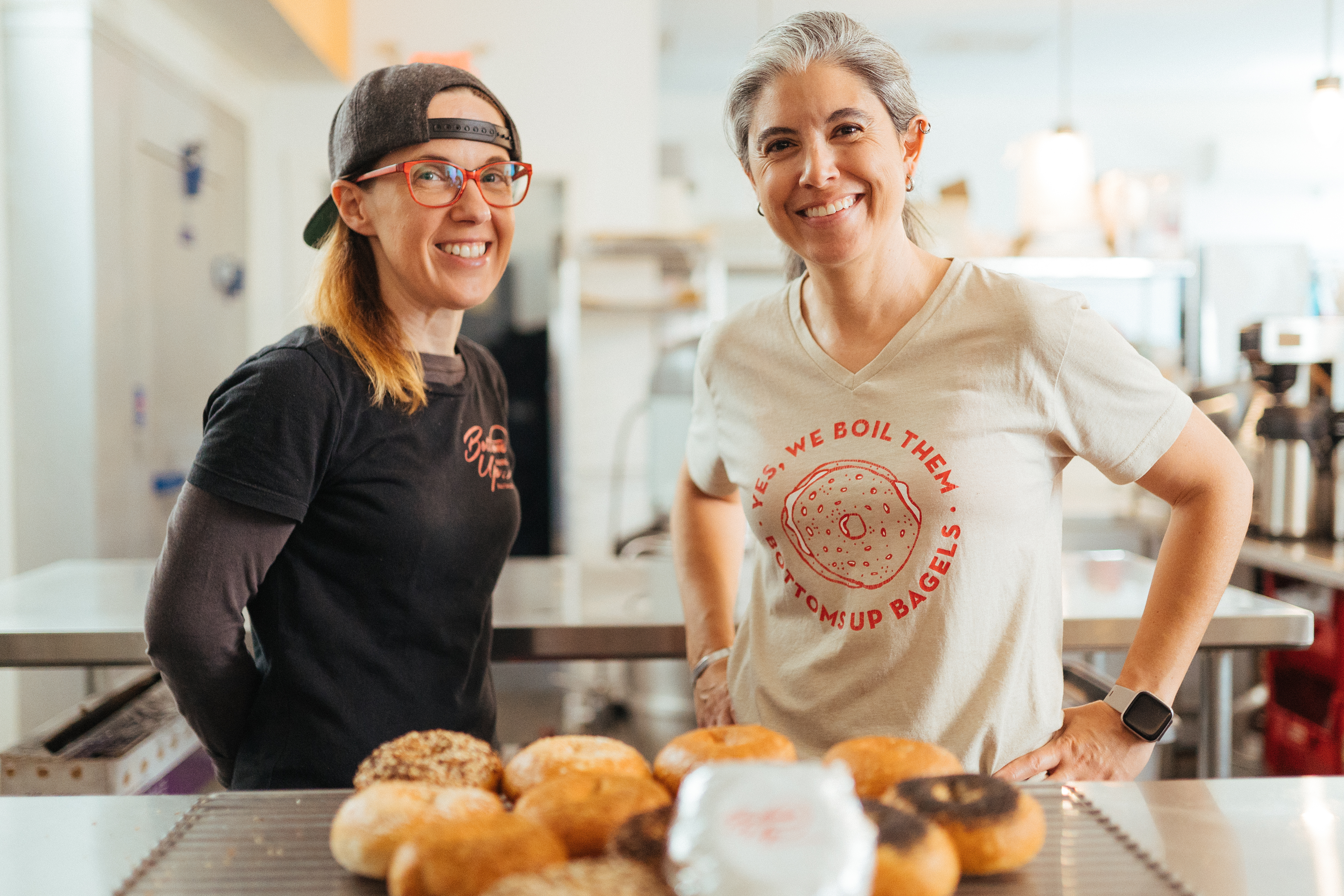 Joan Kanner and Michelle Bond started Bottoms Up Bagels in 2015