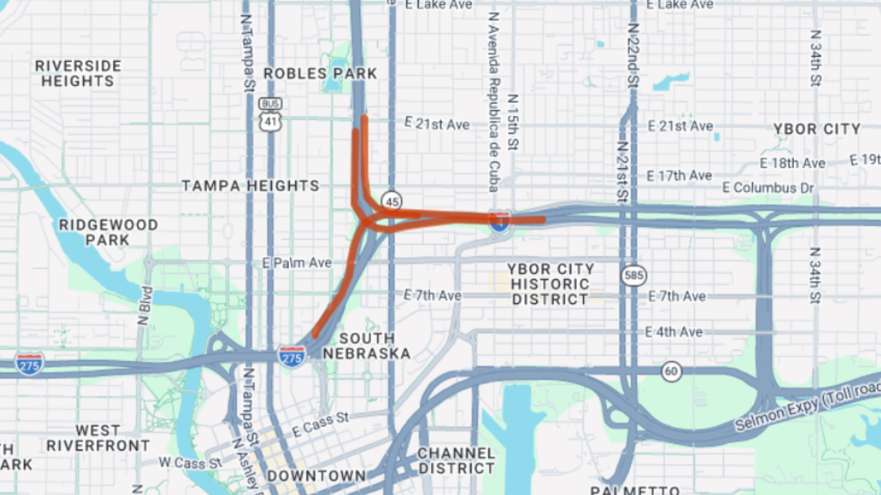 Westbound I-4 ramp to downtown Tampa closing Tuesday night for construction