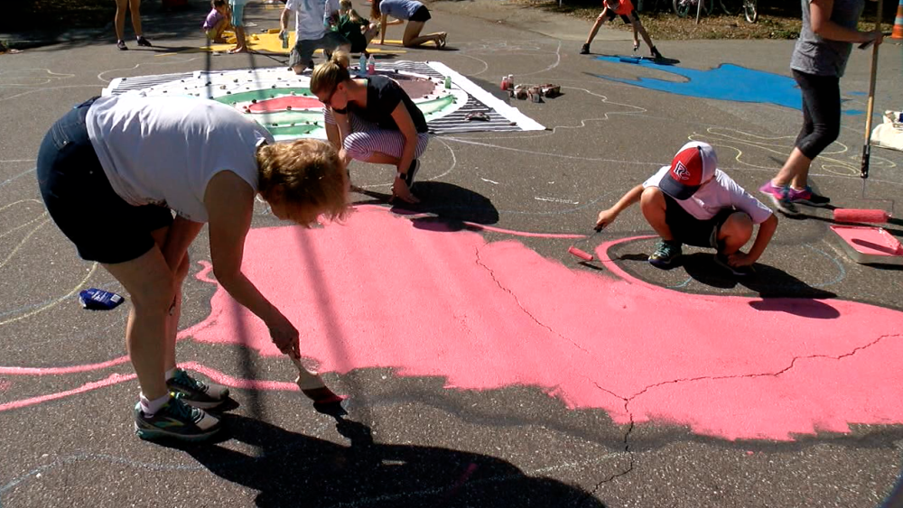 South Tampa road mural being painted