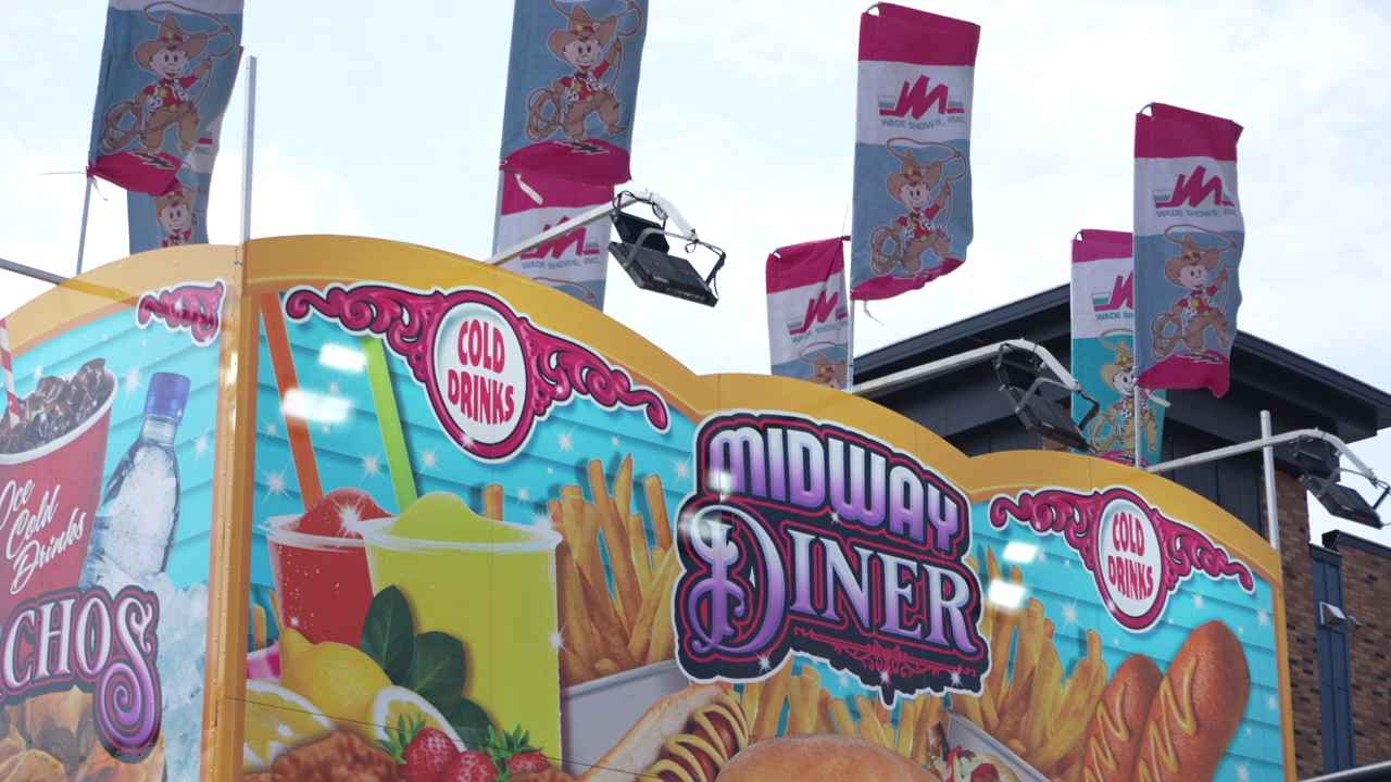 A food vendor booth during 2025 event setup