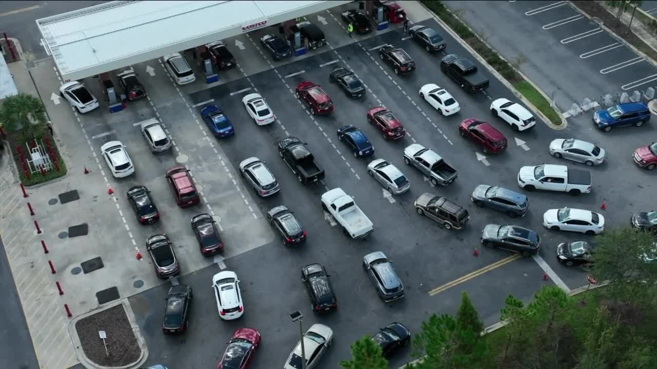 Long lines at gas stations