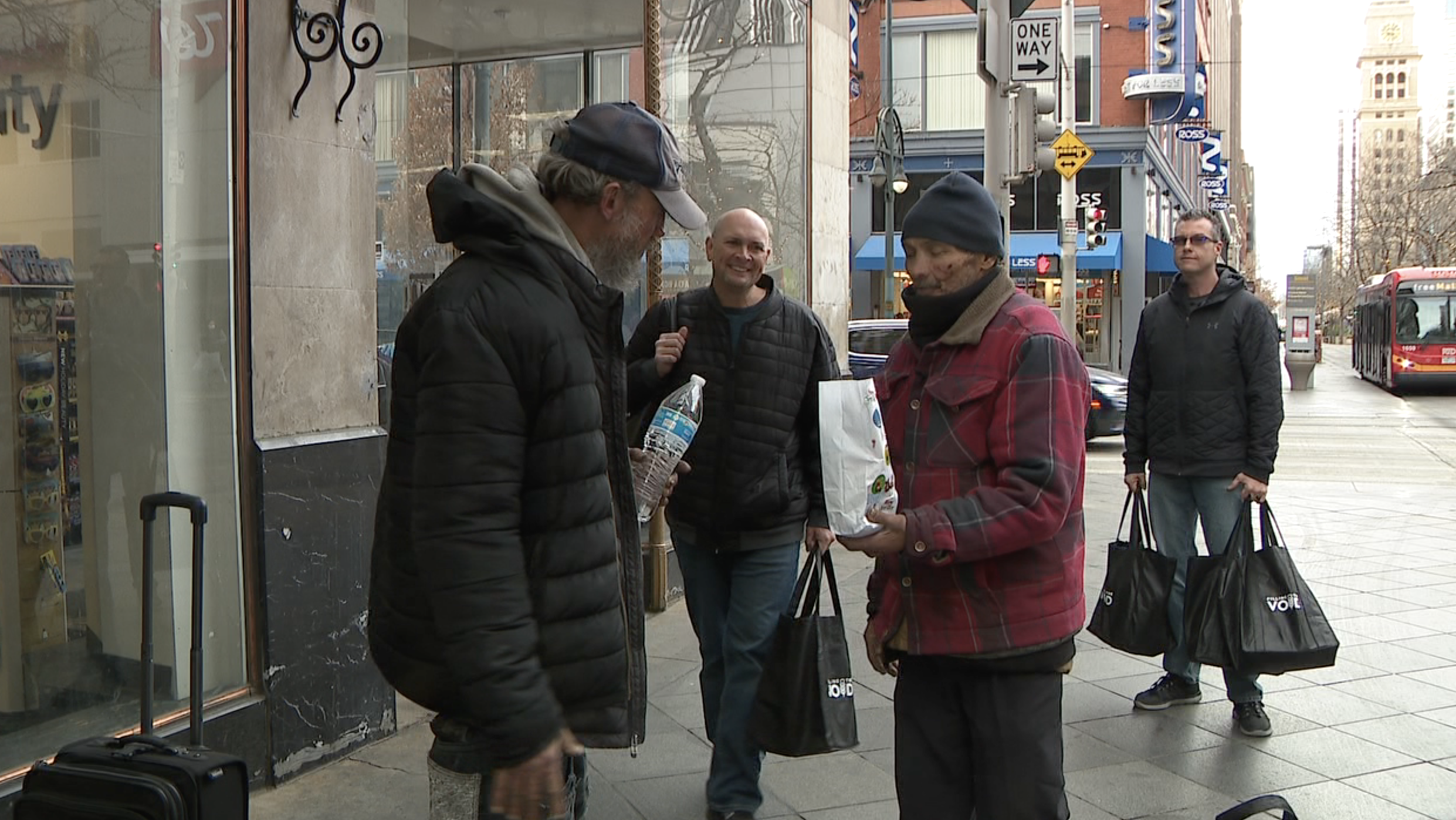 Mark Rodgers handing meals out in Denver