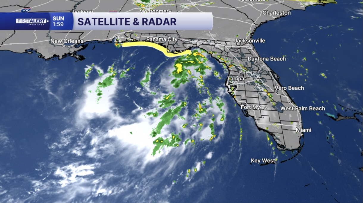 Tropical Depression Two Sat Rad 2PM with Watch