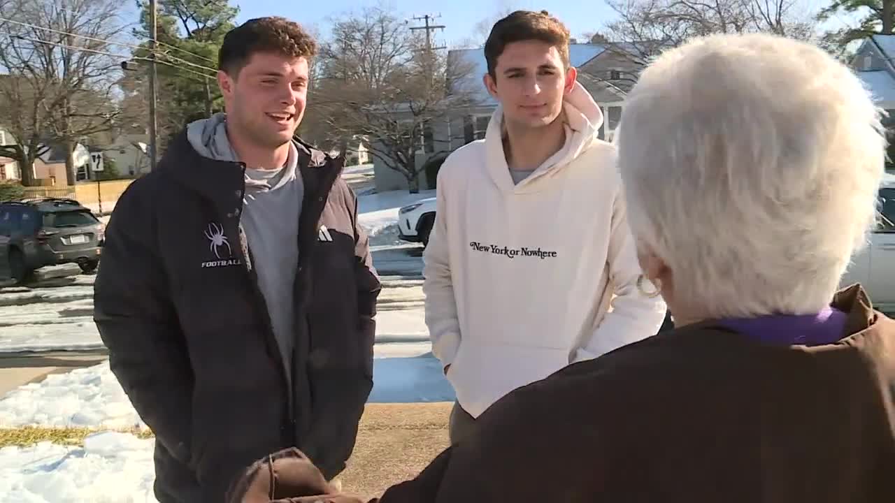 University of Richmond football players help elderly neighbor dig out from the snow
