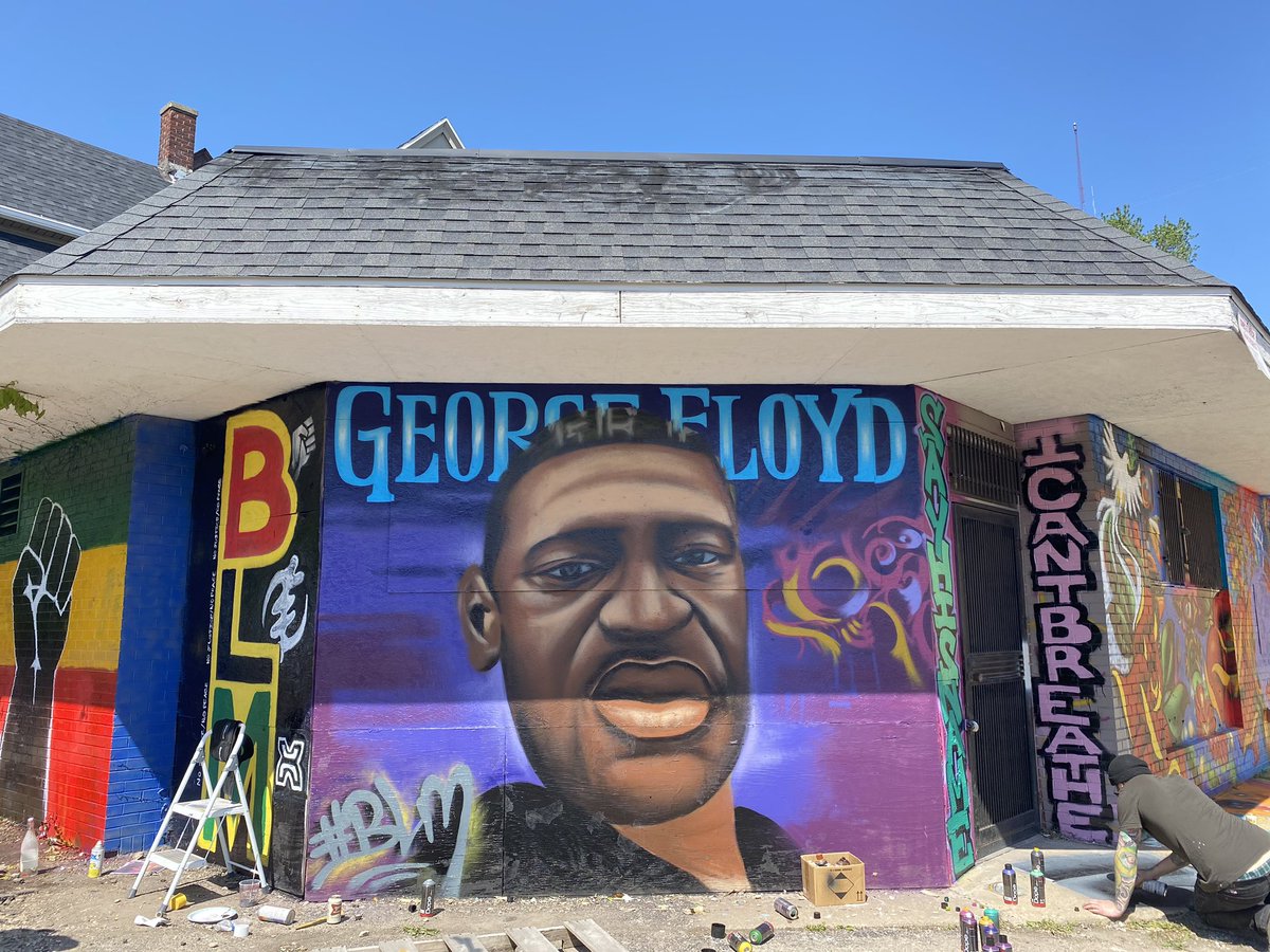 Milwaukee artists come together to paint George Floyd mural to inspire change