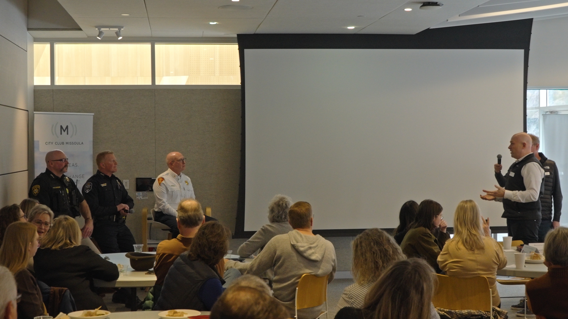 MPD Chief Michael Colyer, Missoula County Sheriff Jeremiah Petersen, MFD Chief Lonnie Rash, City Club Missoula 
