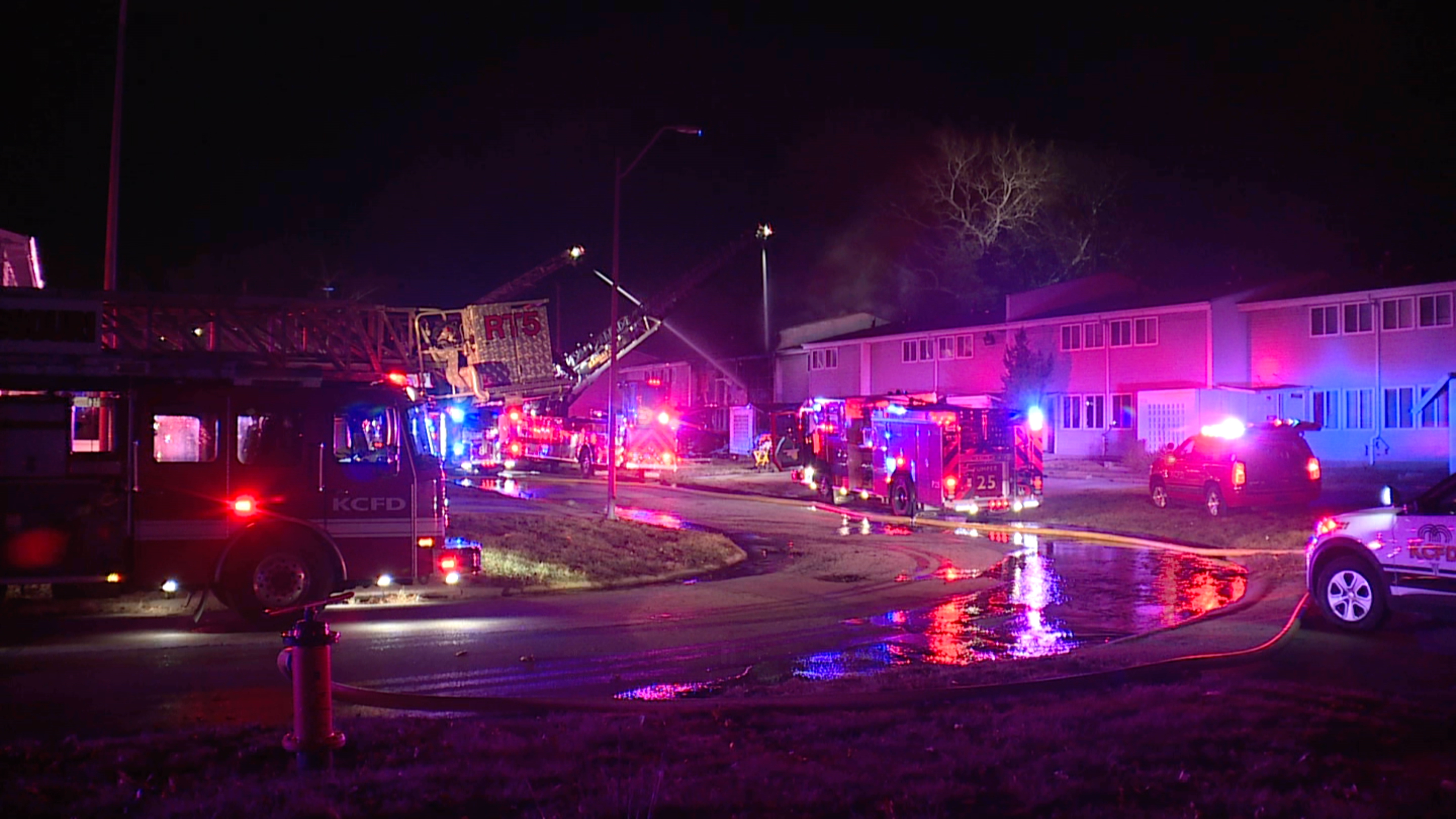 KCMO firefighters knock down fire Tuesday night at Parade Park Homes