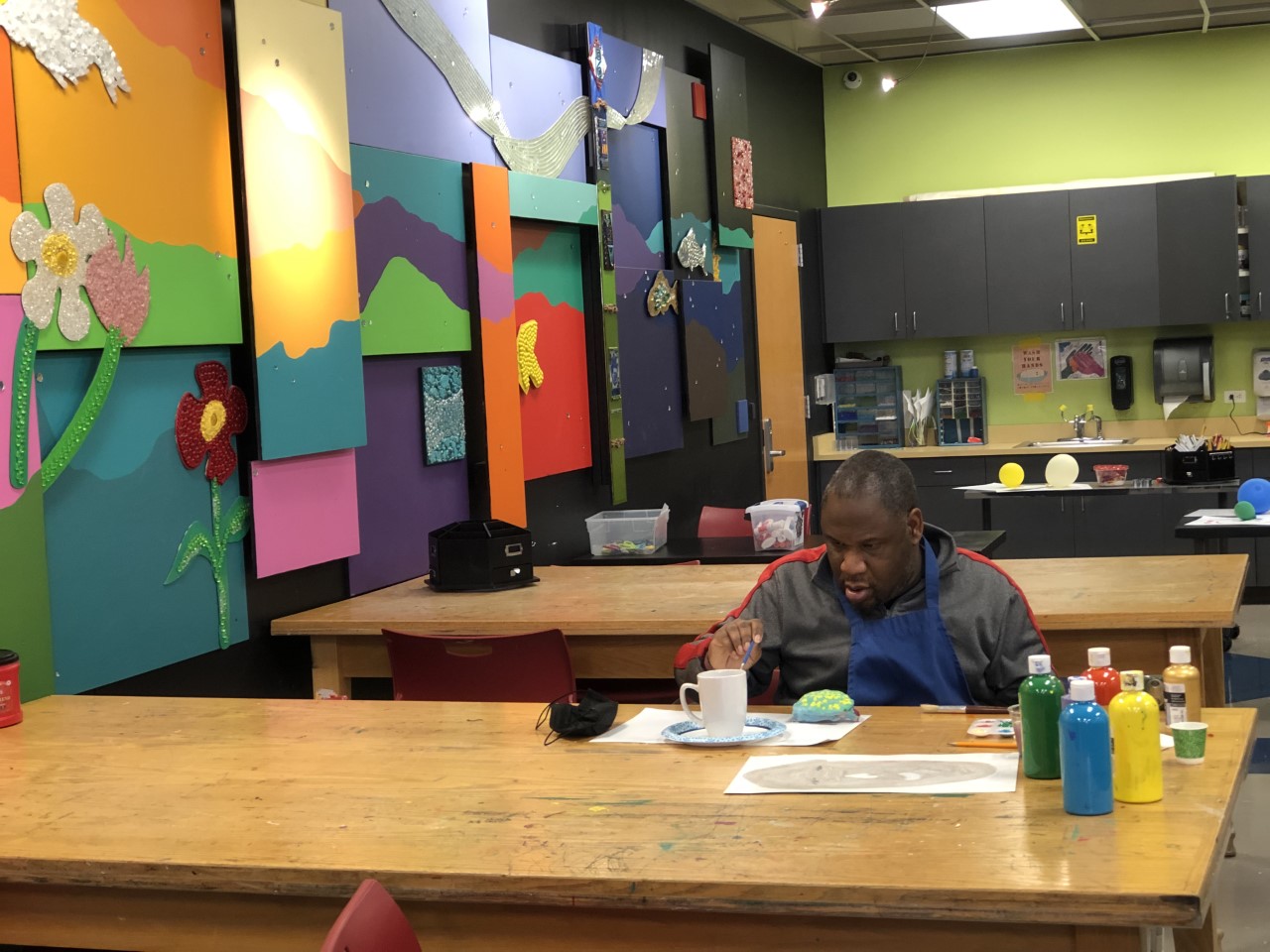 Anthony Risby enjoys the art room in Goodwill Possibilities