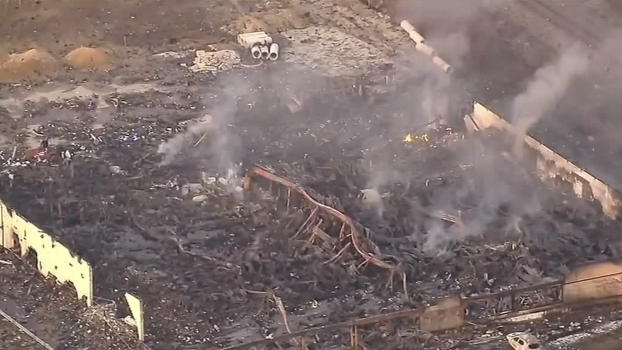 Aftermath of a massive building fire in a Detroit suburb