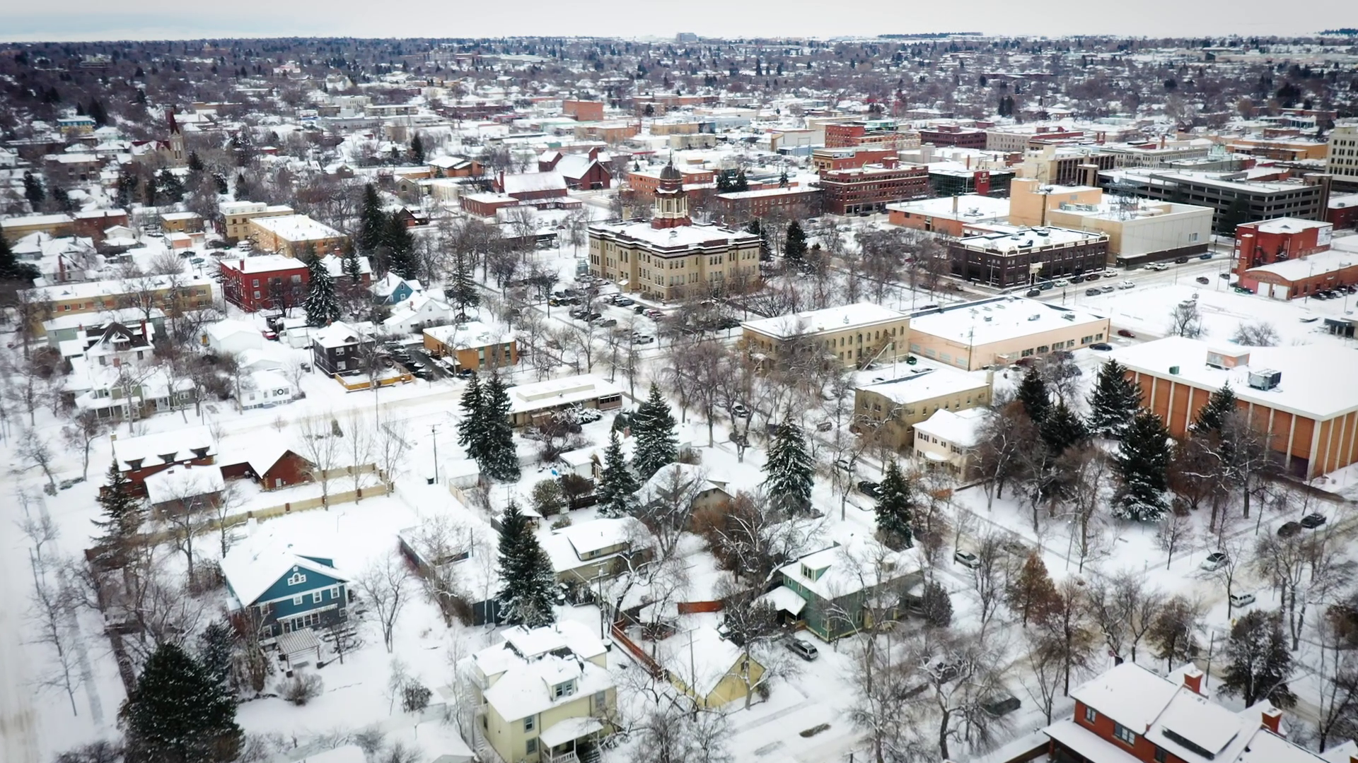 Snow Great Falls Aerial