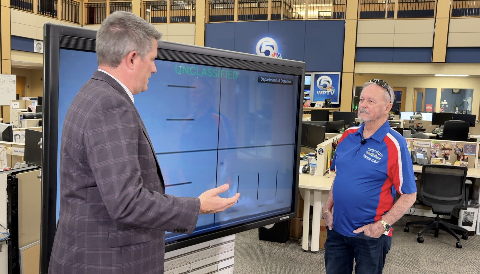 WPTV Anchor and Navy Veteran Mike Trim talks with Navy submarine veteran Bill Andrea 