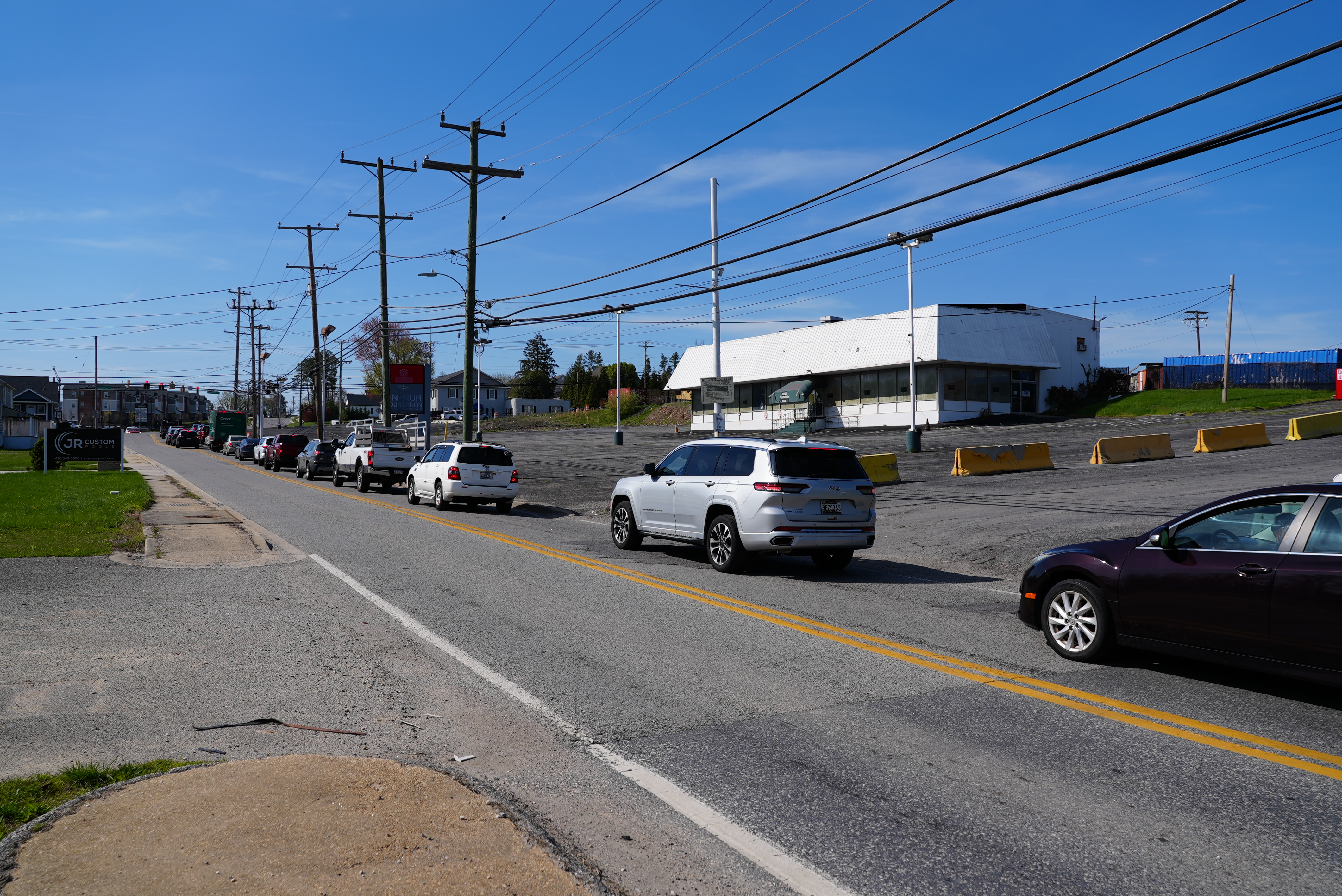 Cars lining up on Ebenezer Road in White Marsh