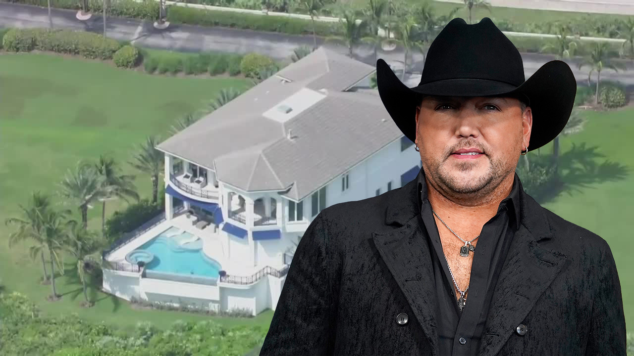 Jason Aldean superimposed over Hutchinson Island home