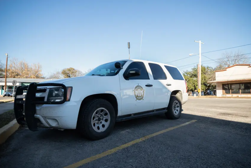 Several vehicles were parked outside of the Real County Sheriff’s Office on Jan. 12, 2022. 