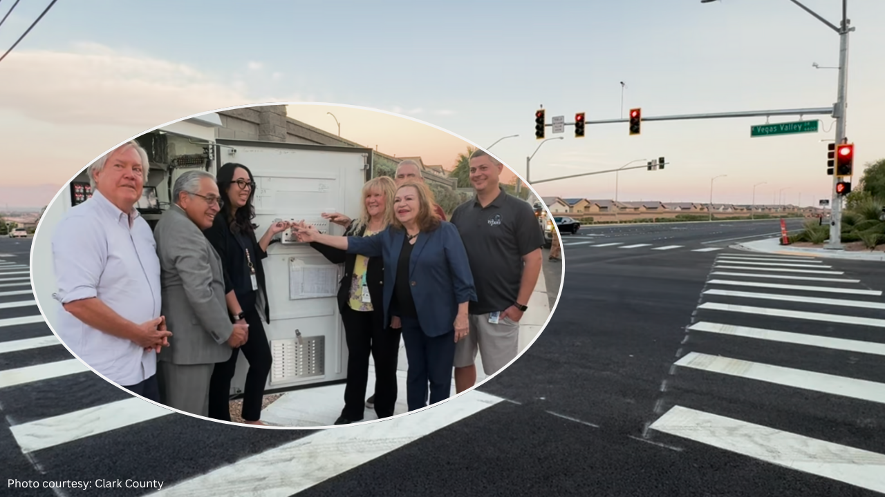 A new traffic signal on South Hollywood Boulevard and East Vegas Valley Drive