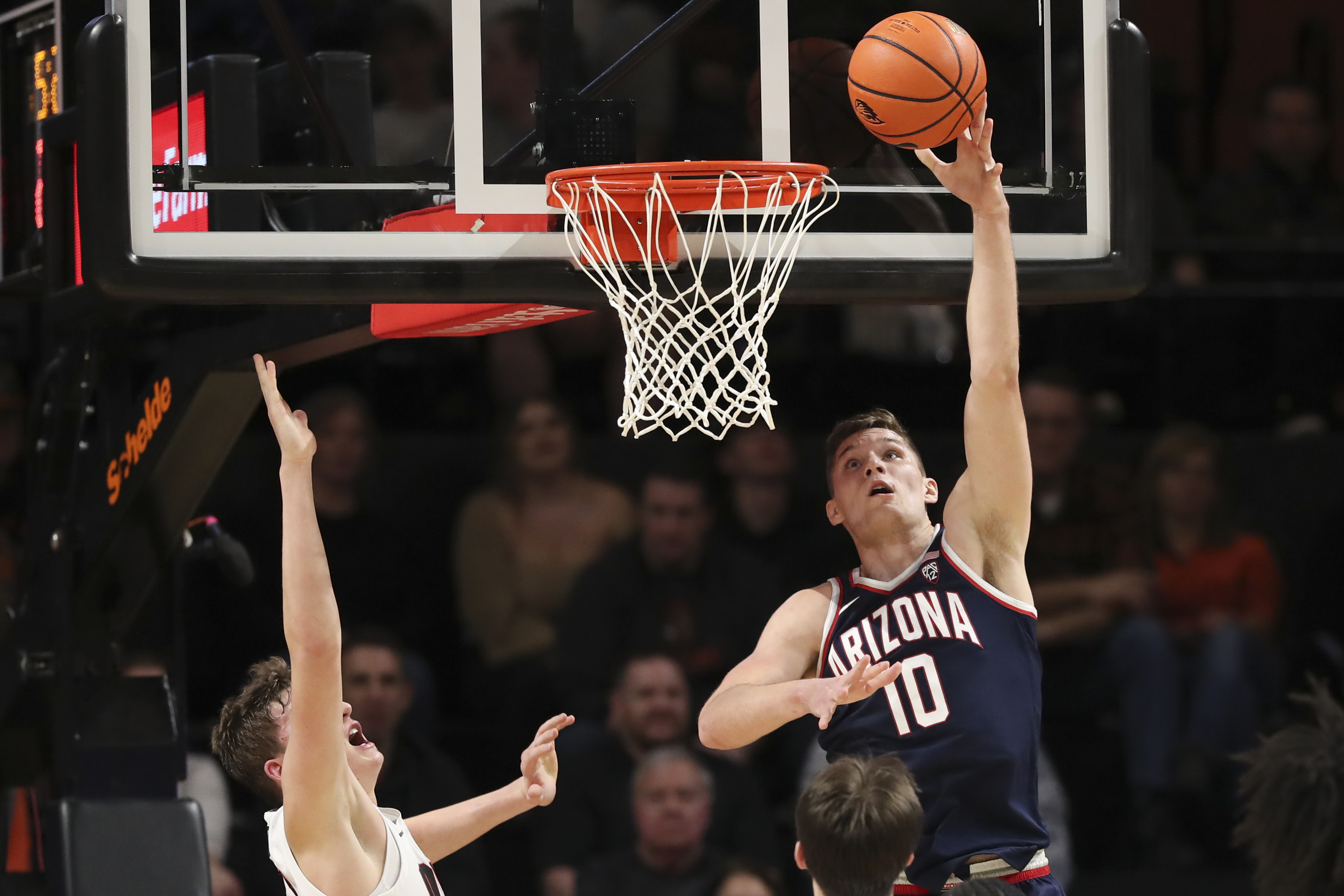 Pac-12 scoring leader Azuolas Tubelis had 25 points to help No. 9 Arizona beat Oregon State 86-74 on Thursday night.
