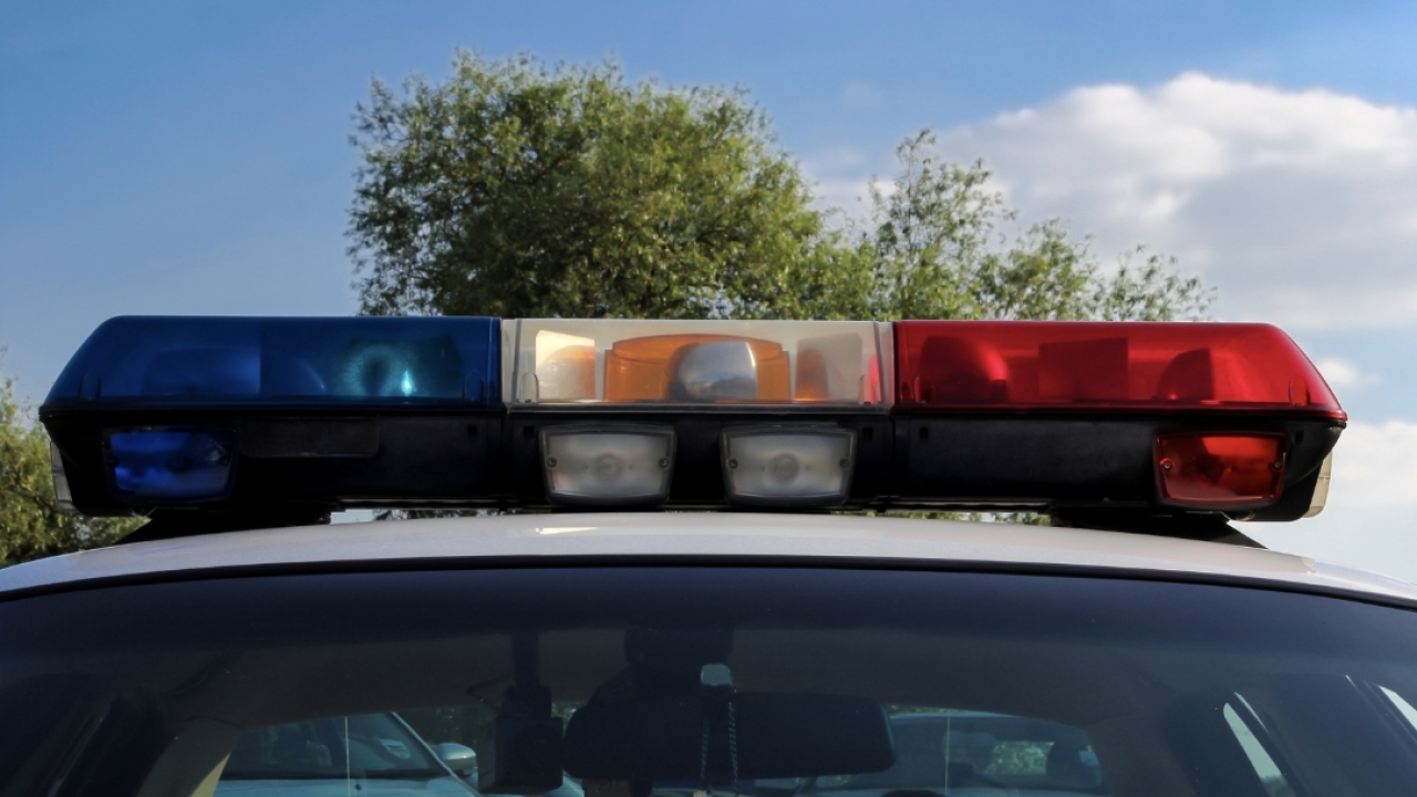 Police car lights in the daytime