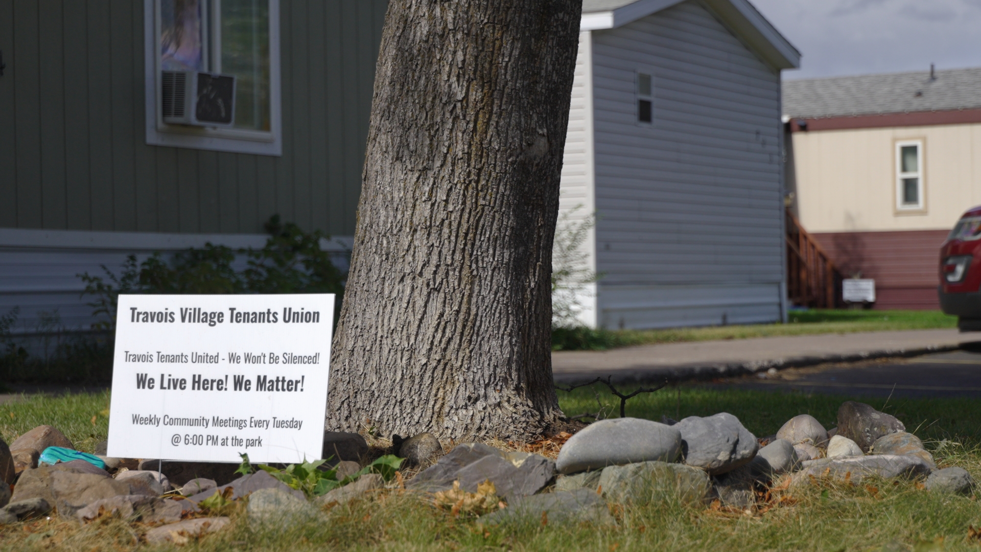 Travis Village Tenants Union Sign 