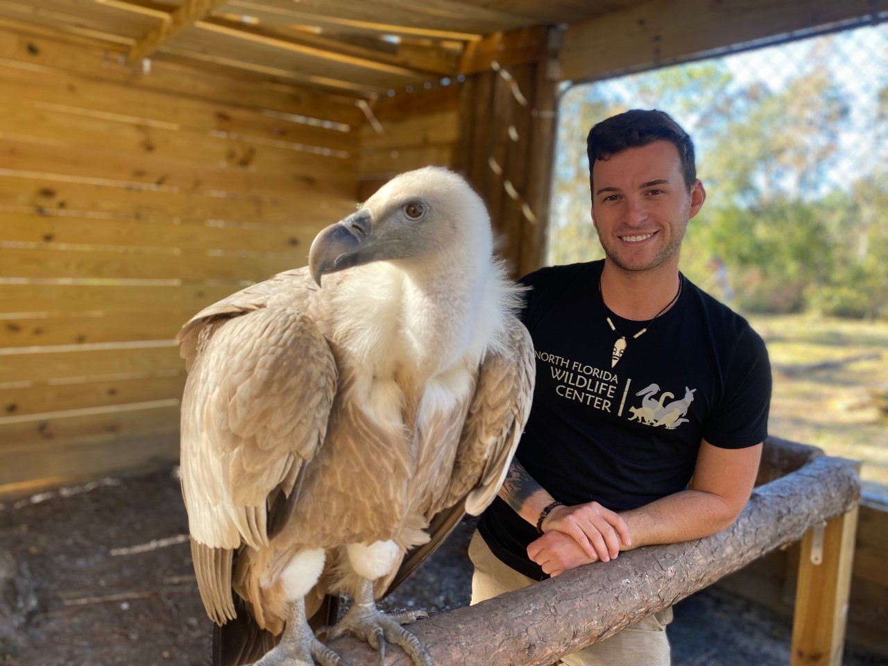 Olympia at the North Florida Wildlife Center with founder Ryan Reines