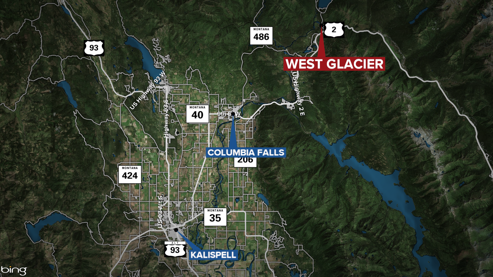 West Glacier Drowning Map