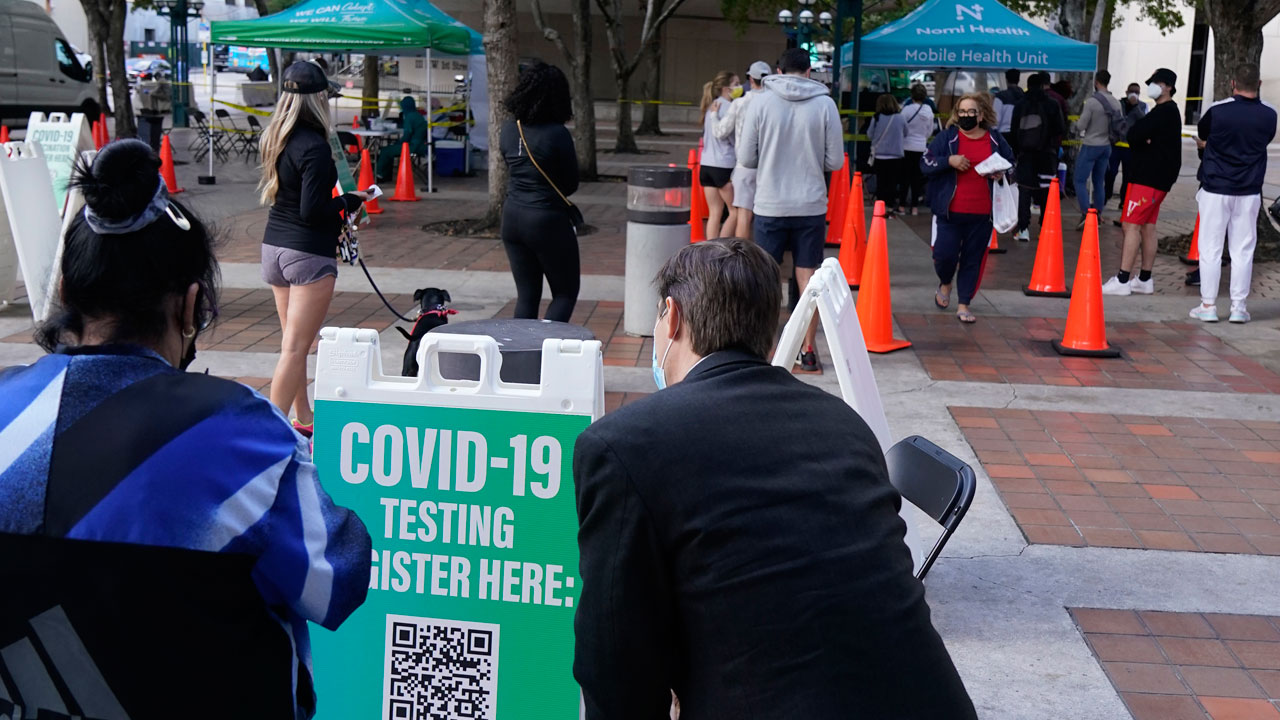 COVID-19 testing-line in Miami