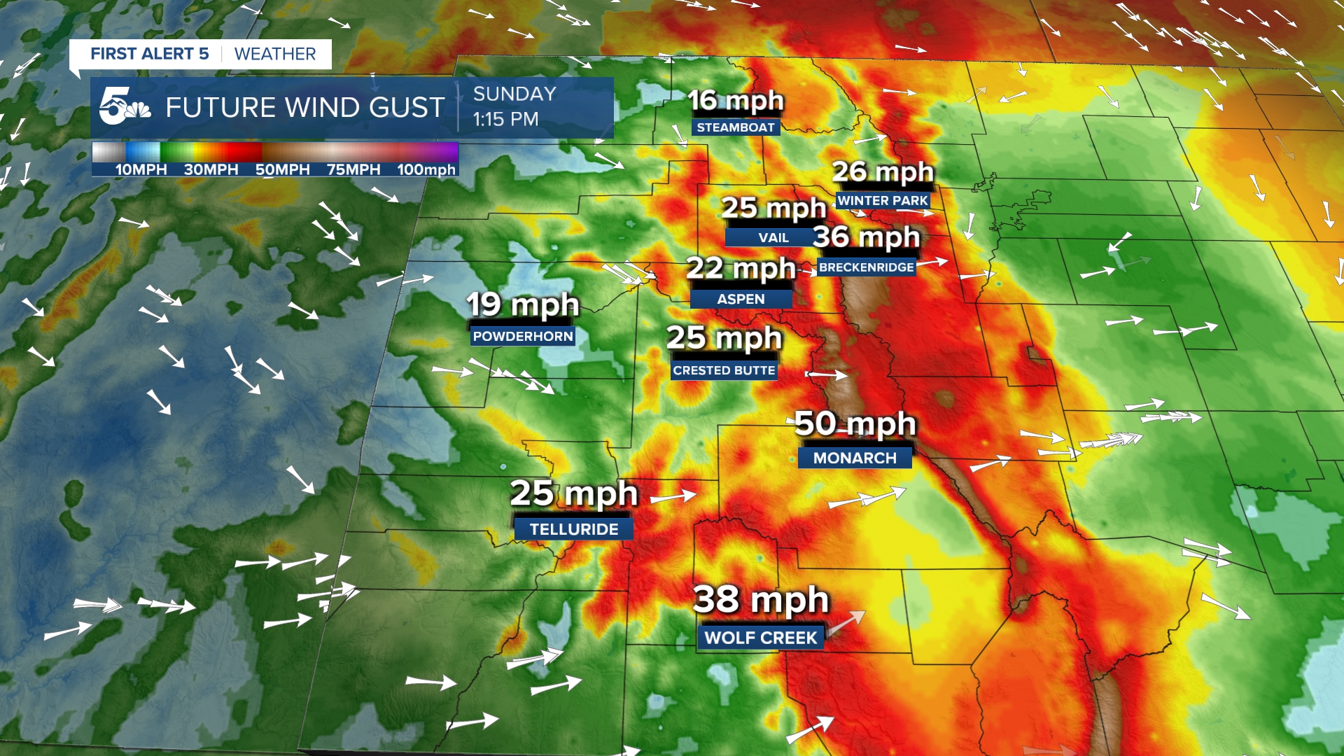 It will be very windy at the ski resorts on Sunday