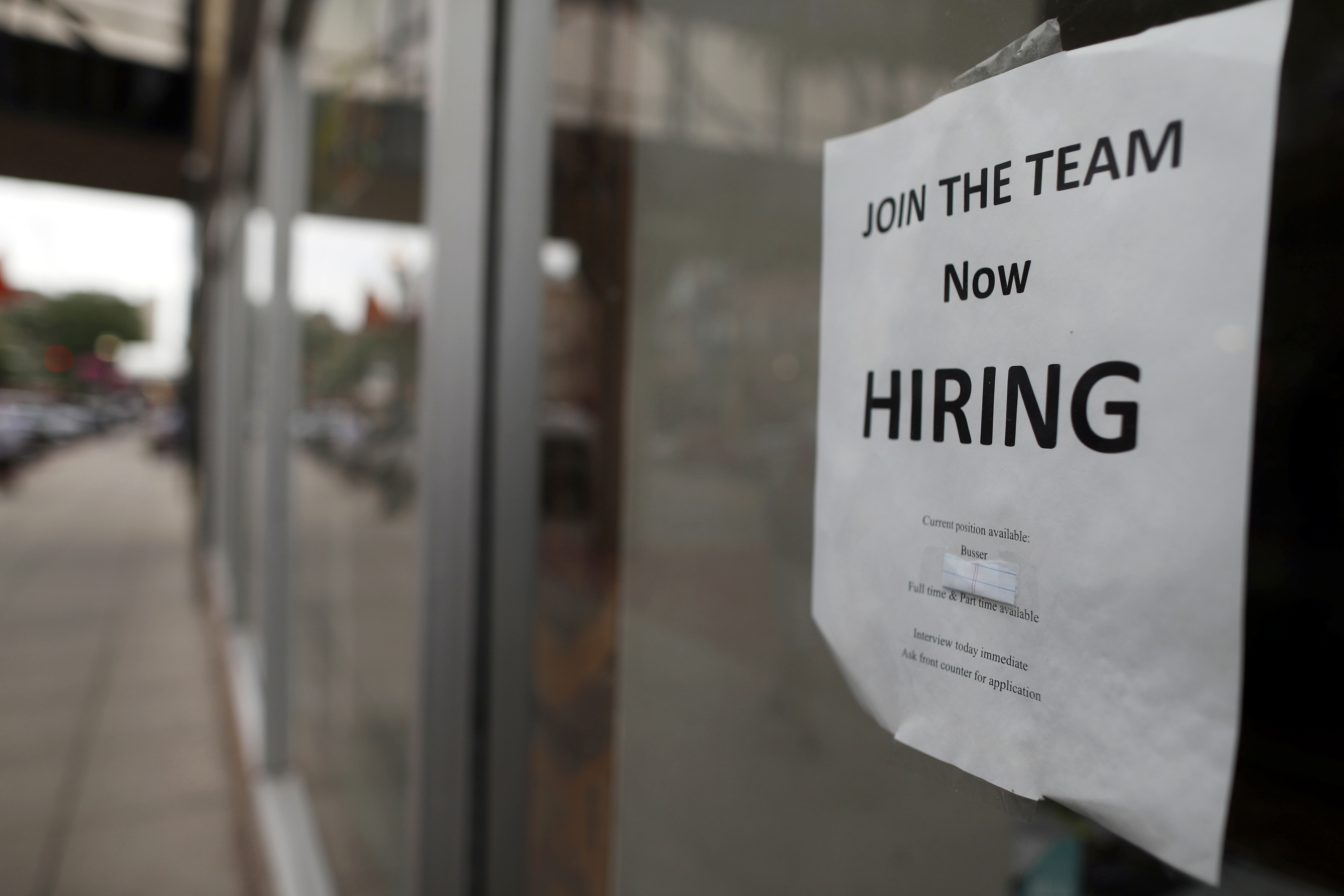 Now Hiring sign in Fargo, ND, r m