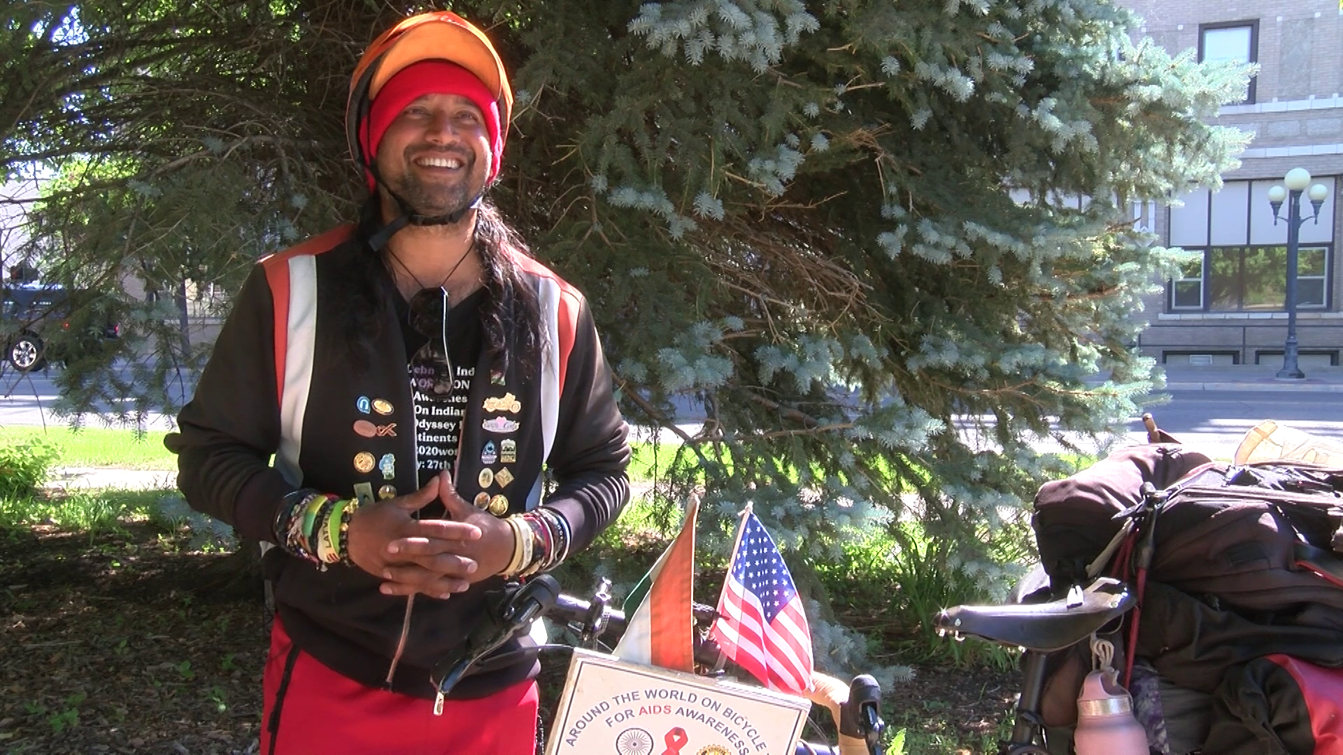Somen Debnath visited Great Falls on his around-the-world cycling journey