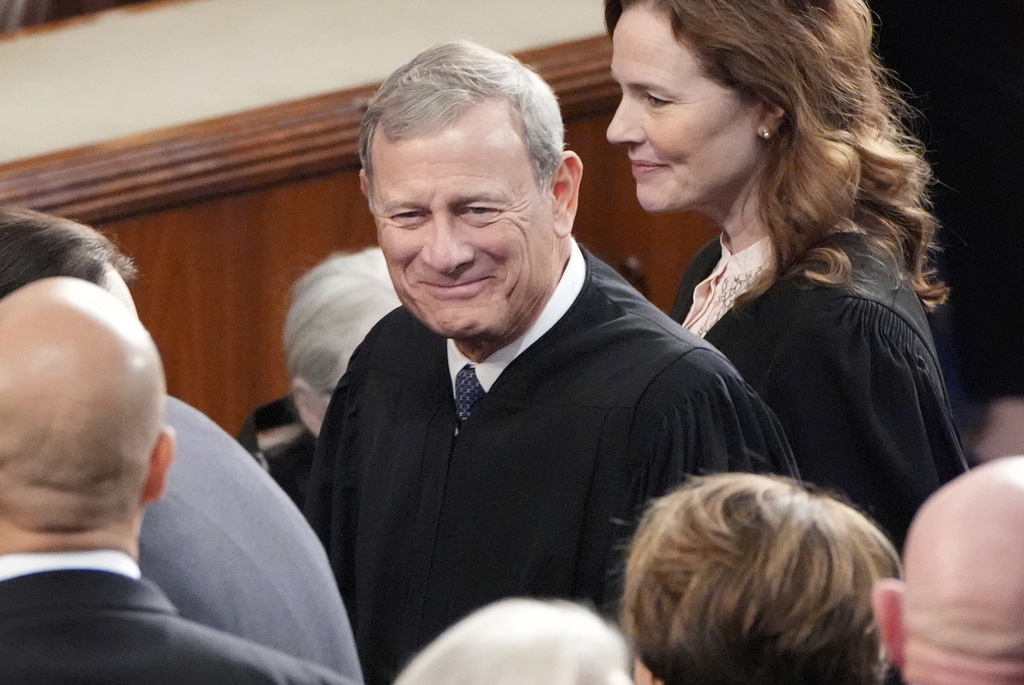 Chief Justice of the Supreme Court John Roberts arrives before President Donald Trump addresses a joint session of Congress at the Capitol in Washington, Tuesday, March 4, 2025. 
