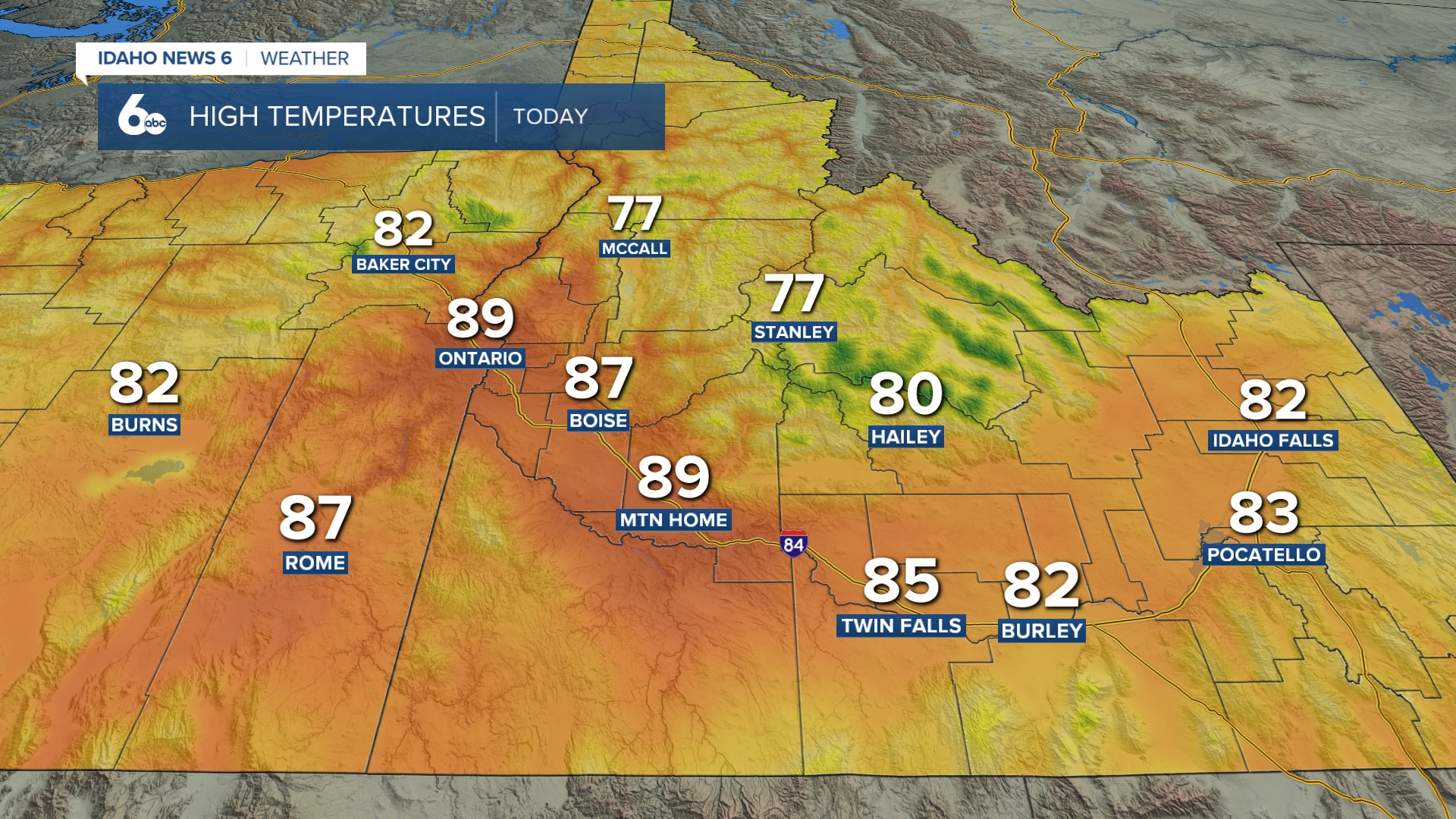 Tuesday's High Temperatures
