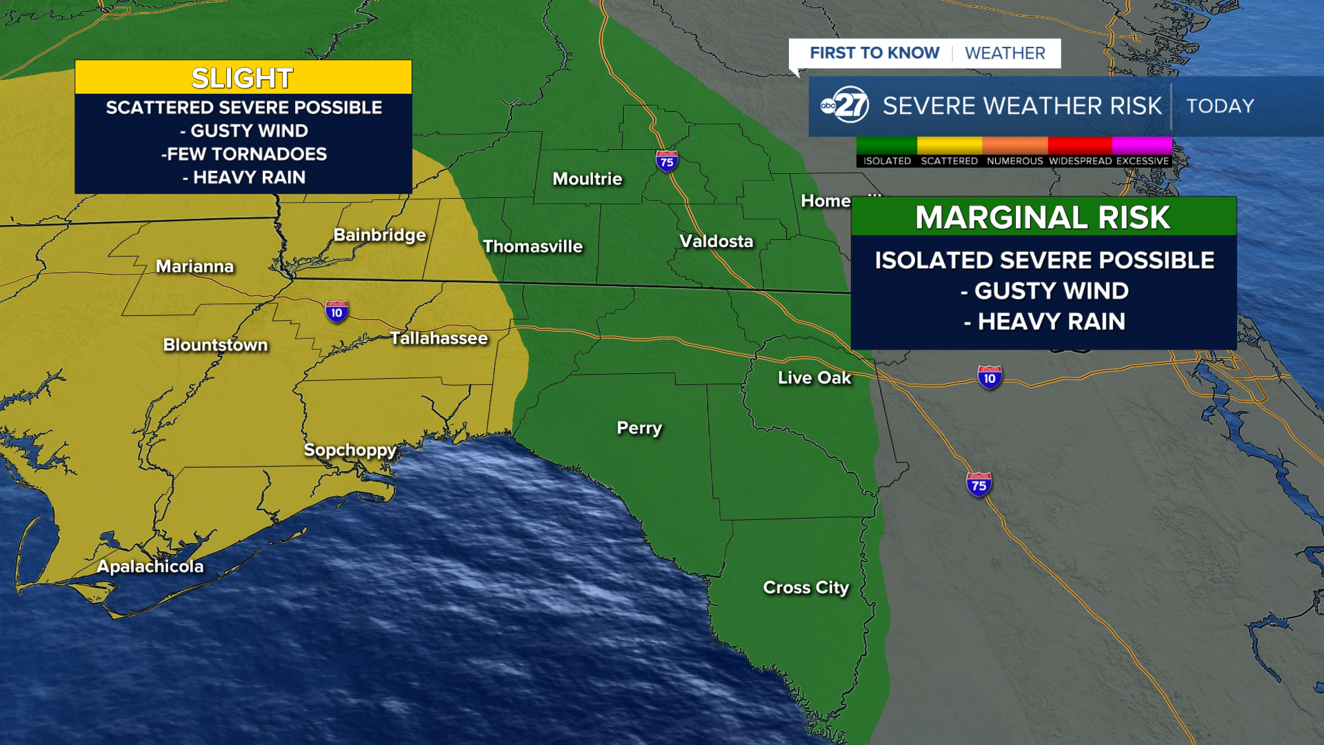 Strong wind, heavy rain, and a few tornadoes cannot be ruled out Friday night