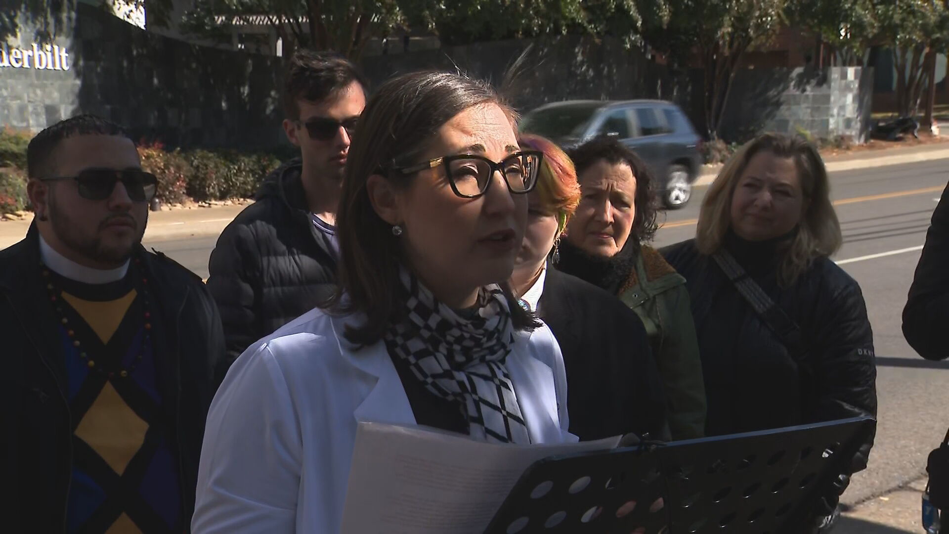 dr. amy bono speaks at trans rights gathering outside vanderbilt children's hospital