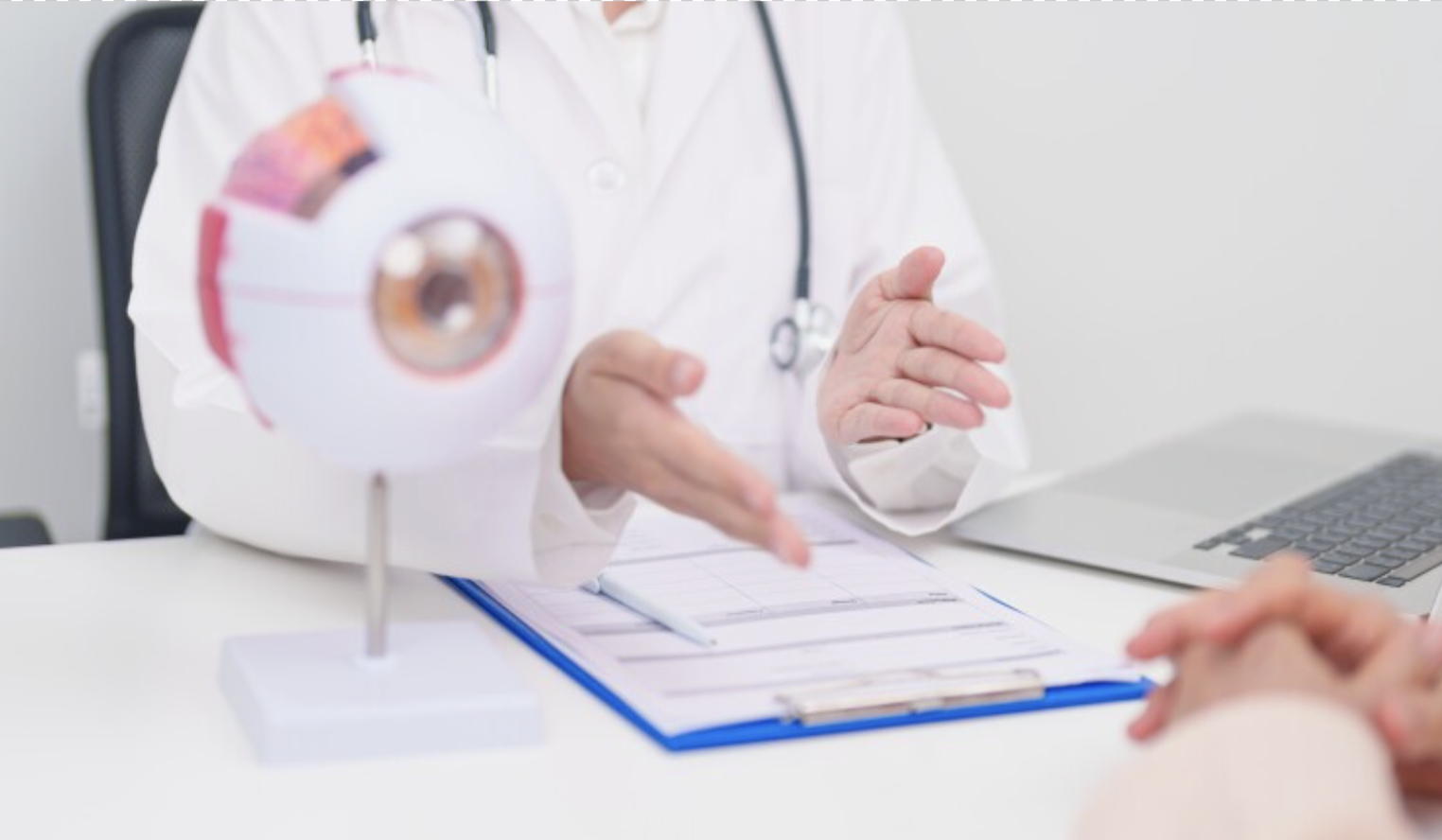 A doctor meets with a patient.
