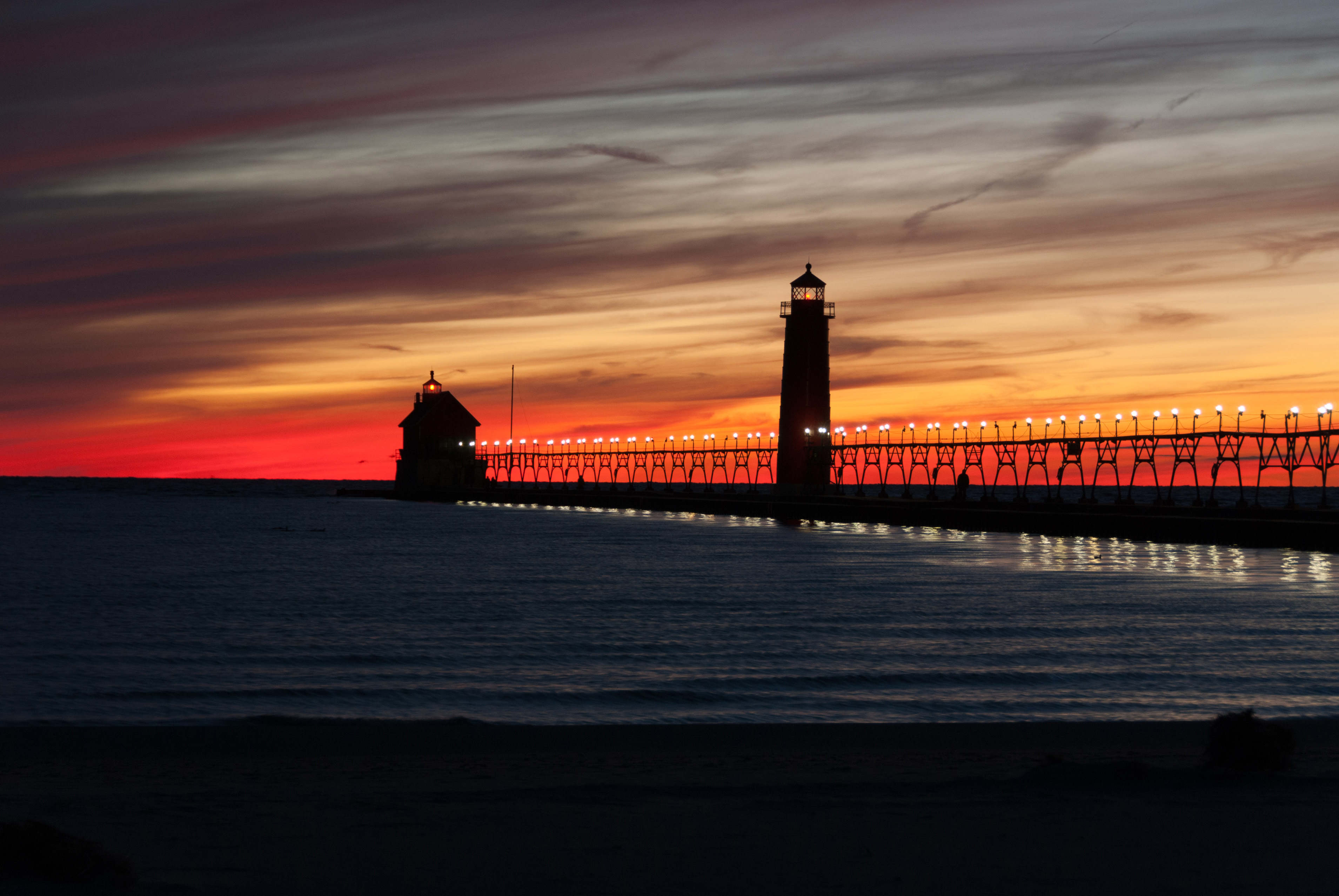 Lake Michigan sunset Grand Haven State Park