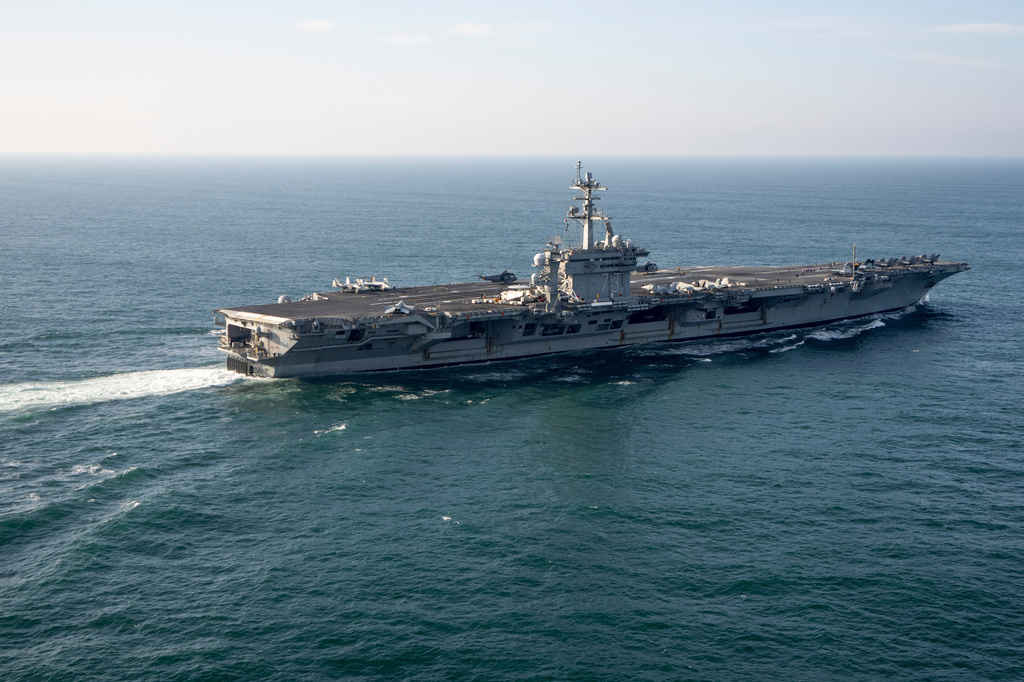 The USS George Washington aircraft carrier is pictured off the coast of Argentina, May 30, 2024.