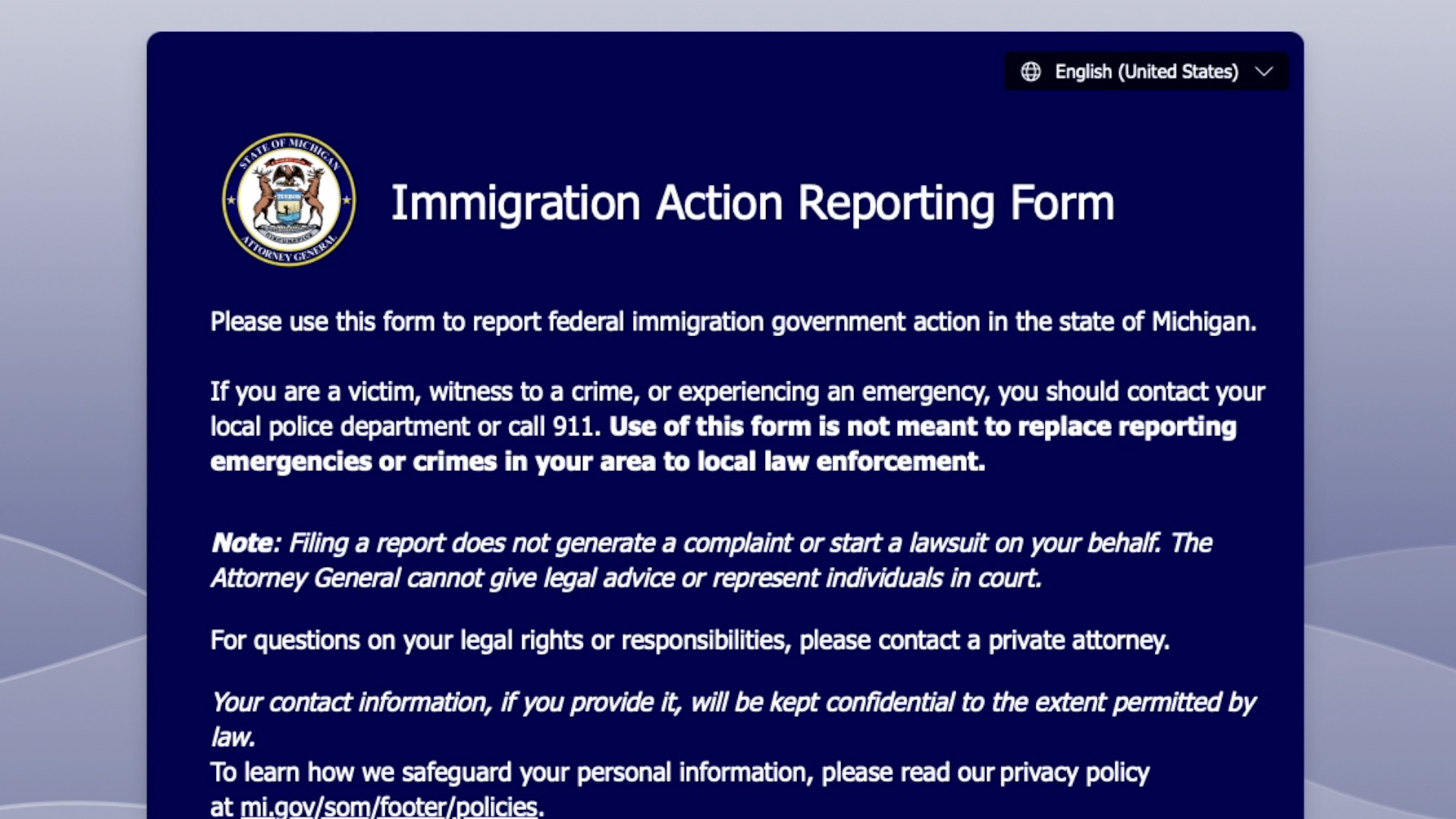 Immigration Action Reporting Form