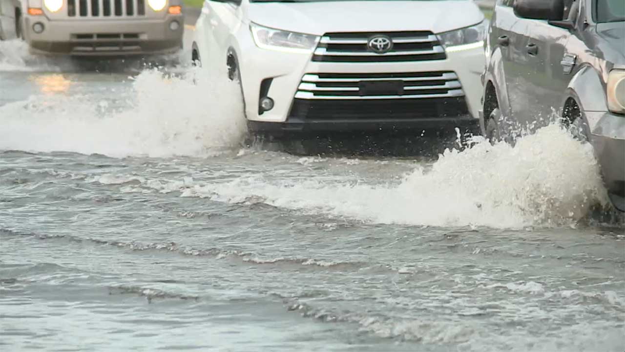 Flooding on a road in Port St. Lucie