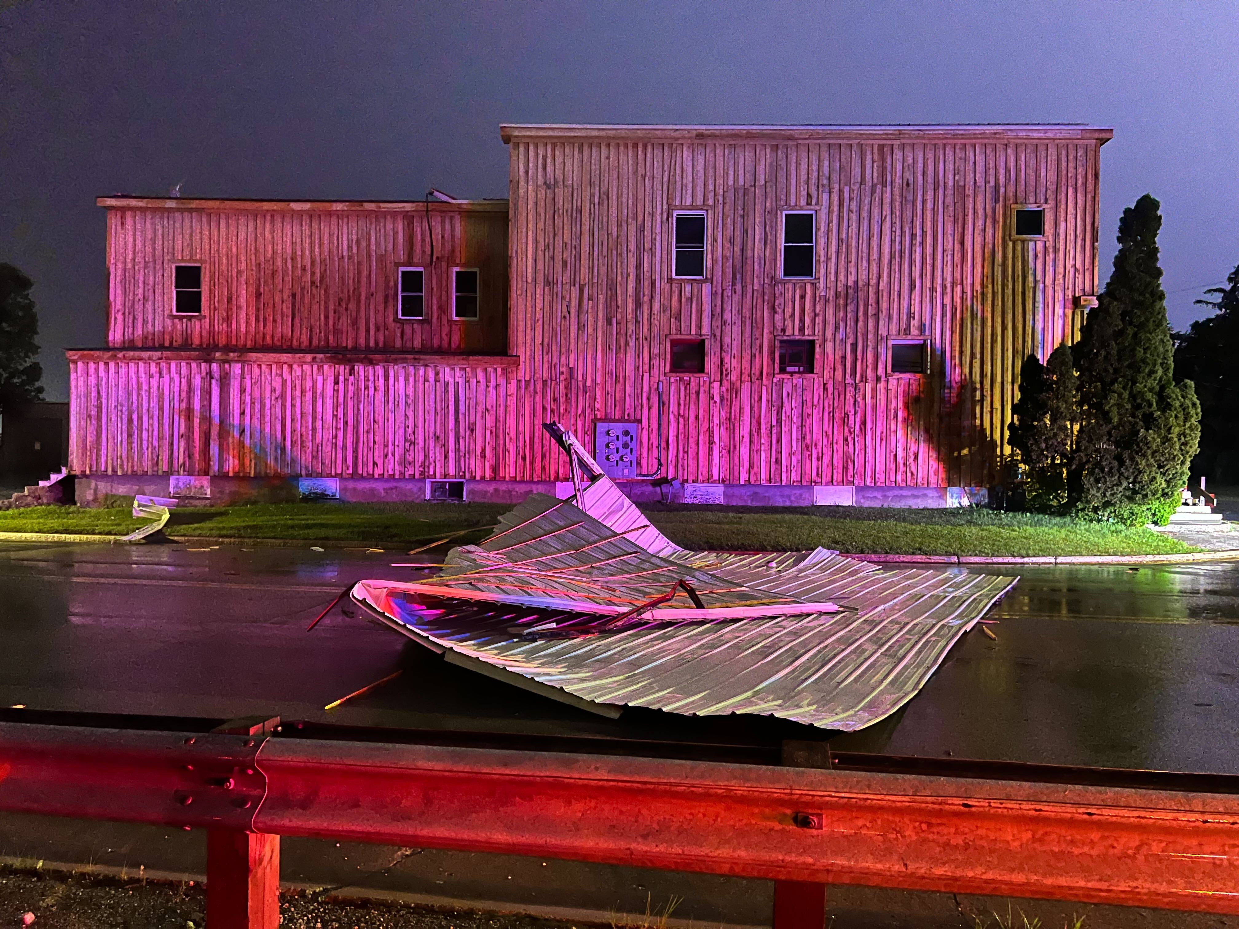High winds shear roofing off building in Manitowoc County