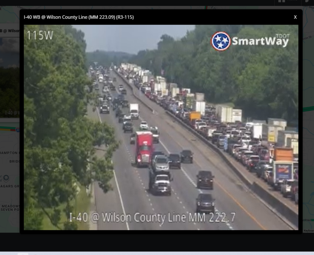 Crash blocks 3 lanes on I-40 East in Wilson County
