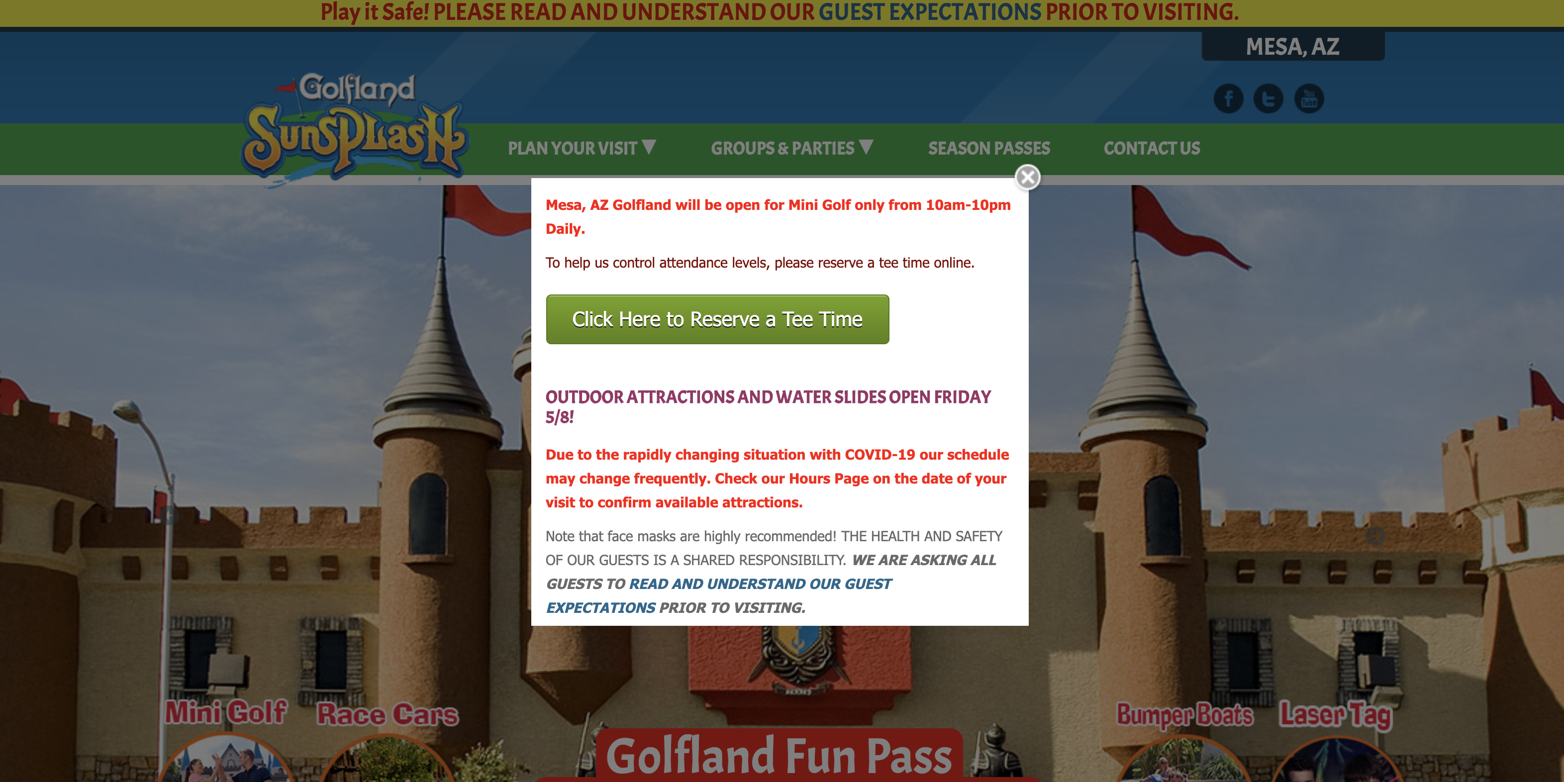 Golfland Sunsplash website