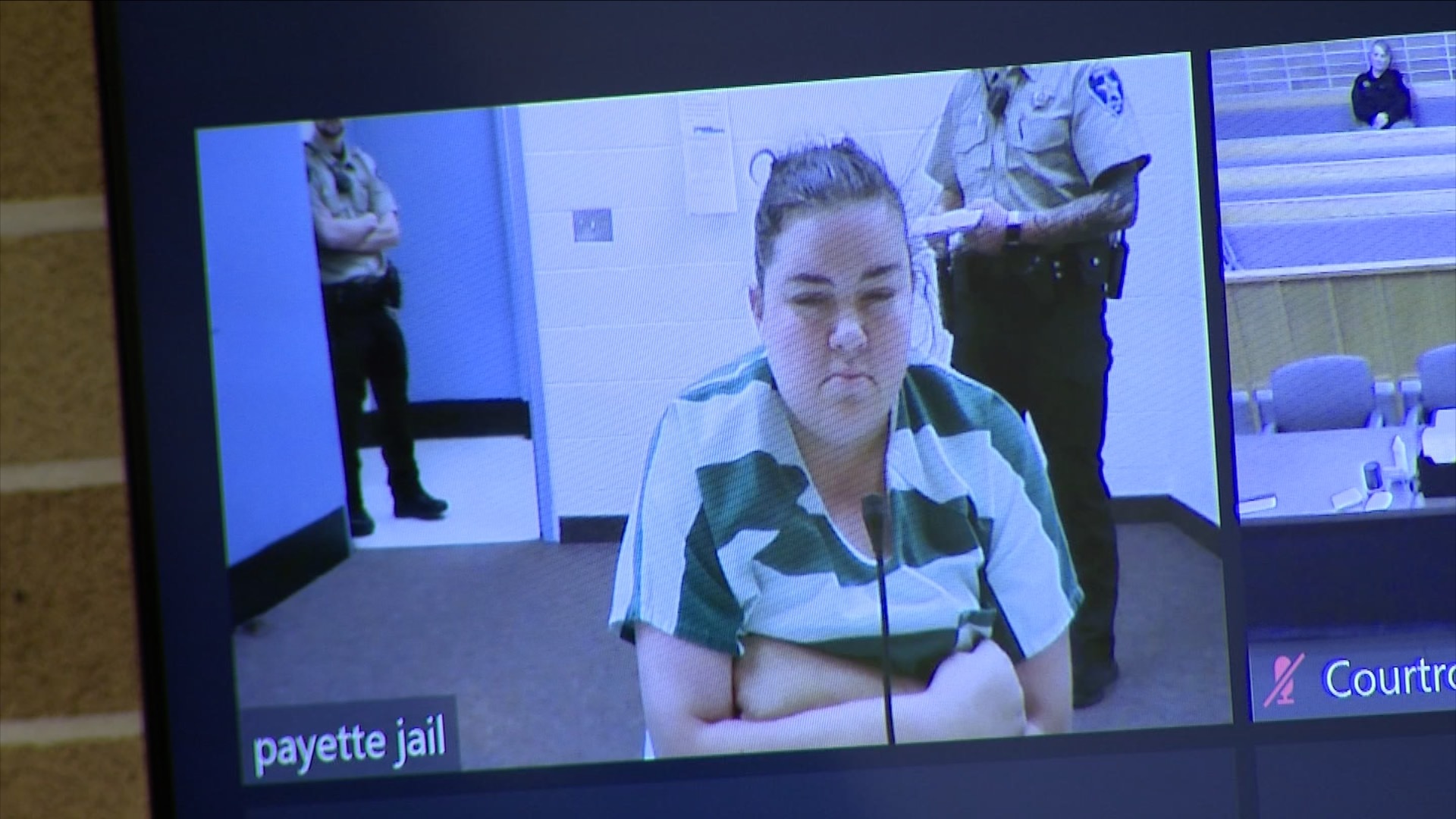 Sarah Wondra appears in court via zoom. 