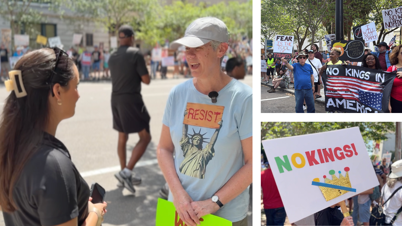 Hundreds of demonstrators march in Tampa for No Kings protest against President Trump's administration