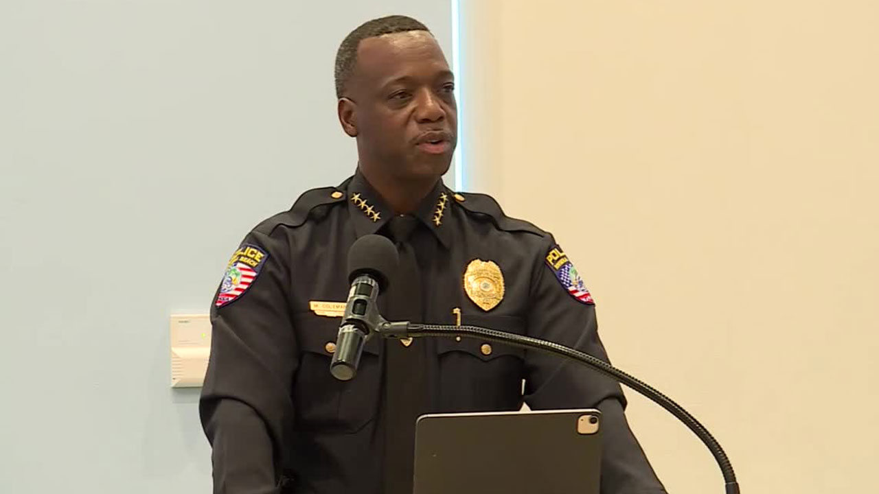 Riviera Beach Police Chief Michael Coleman announces the arrest of a suspect in the death of a 75-year-old woman in 1995.