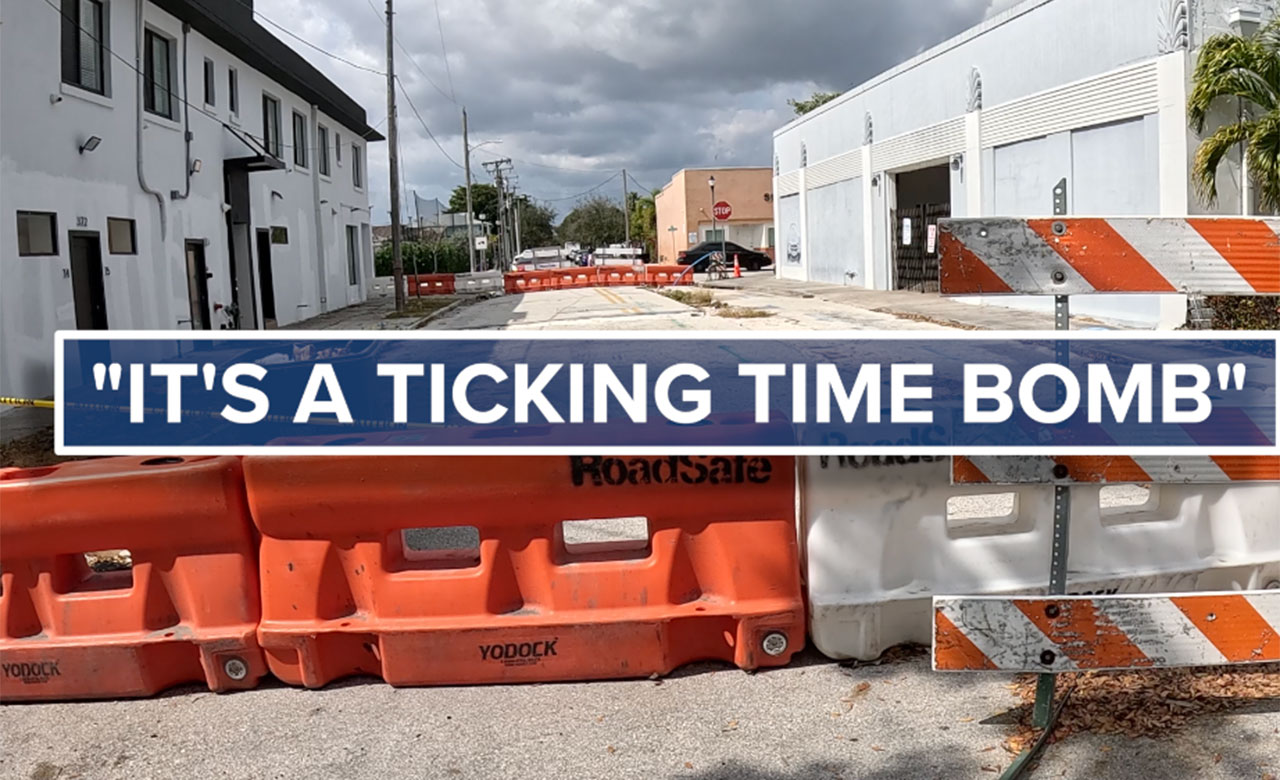 A West Palm Beach couple says they've been unable to use the street outside their home for about 14 months due to an abandoned construction project on 20th Street.