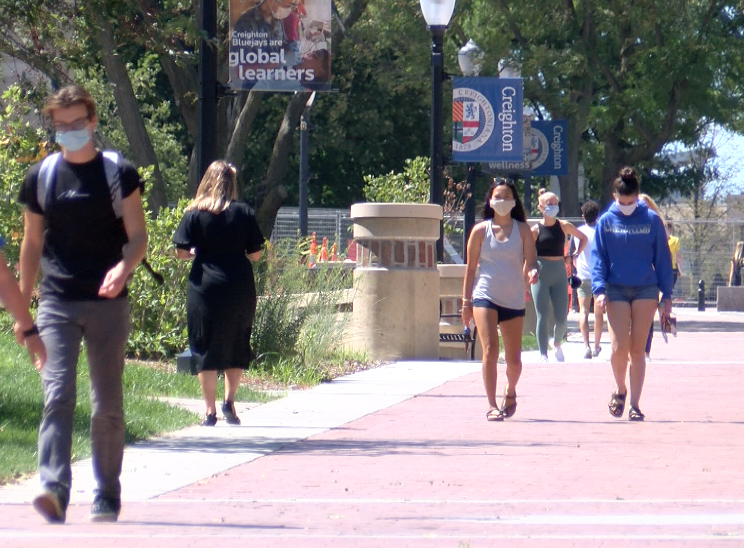 creighton university masks campus students